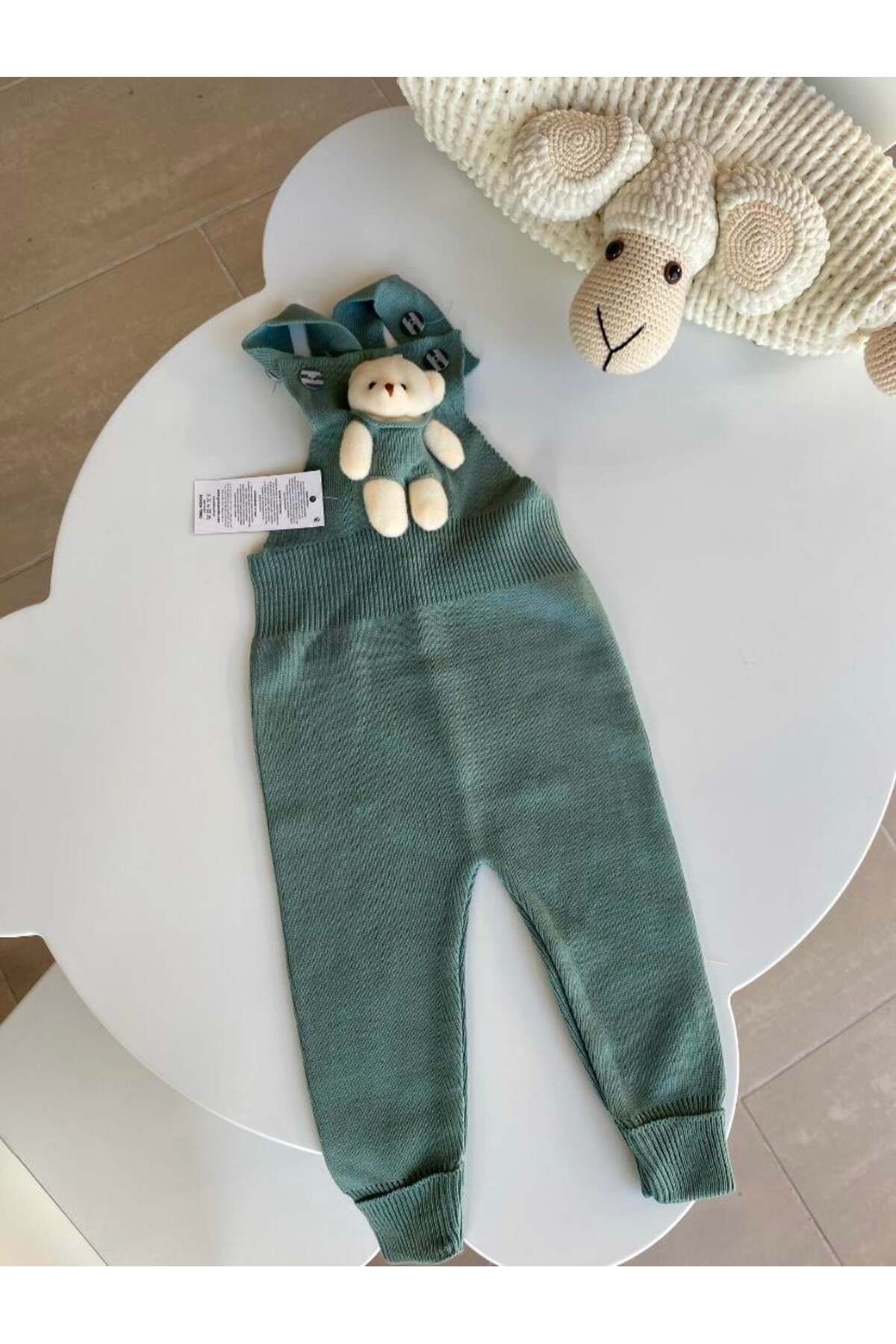 ArdenKids 0-5 Yaş Nil Yeşili Teddy Örme Salopet