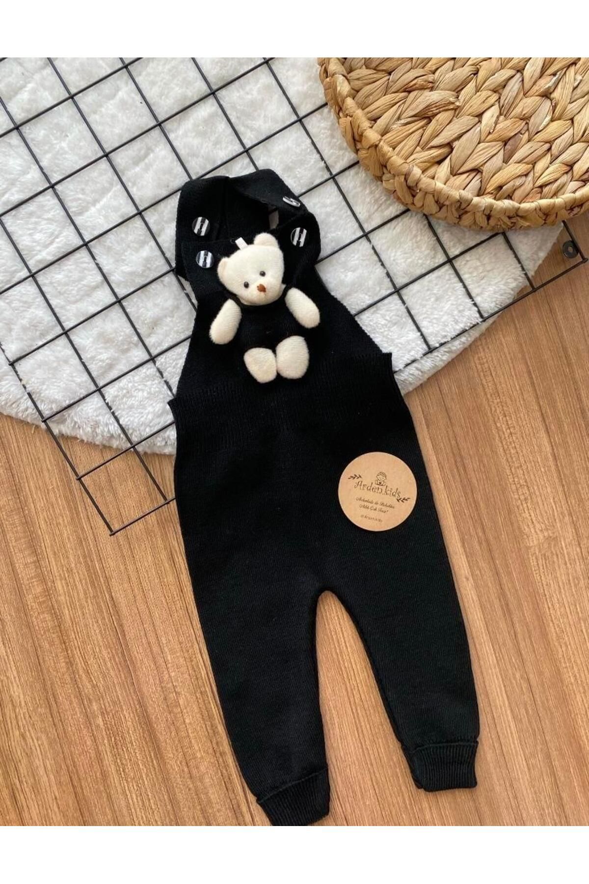 ArdenKids 0-5 Yaş Siyah Teddy Örme Salopet