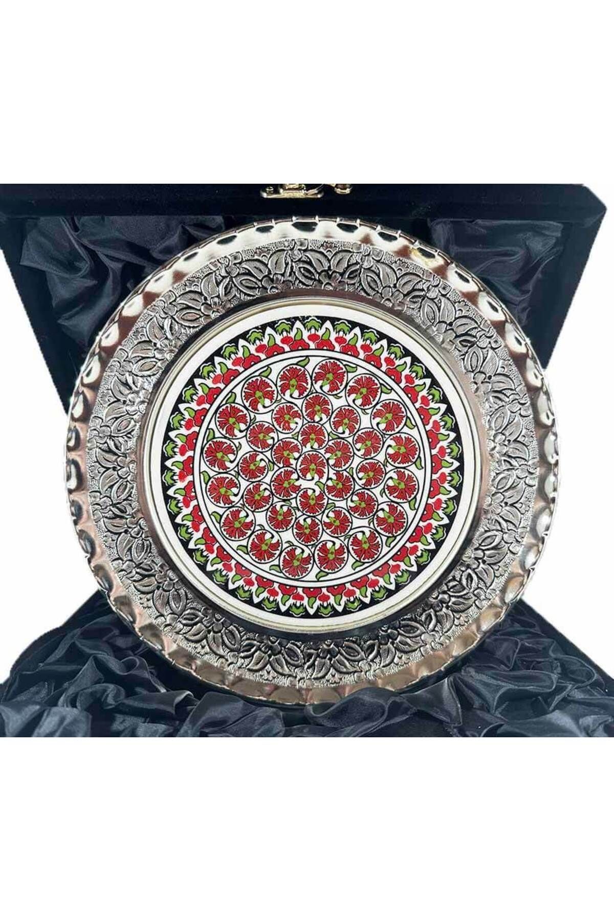 Çini Evi Kaymakama Hediye 25cm Gümüş Tabak
