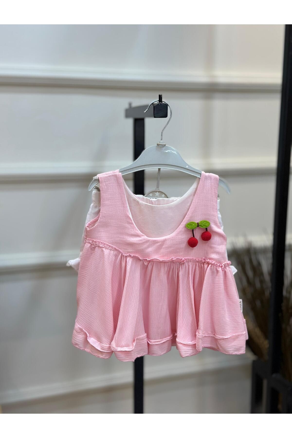 ArdenKids Pembe Kiraz Şortlu Takım