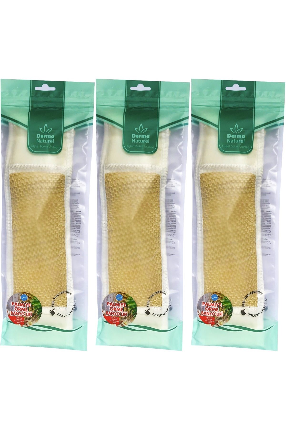 Derma Naturel Palmiye Örme İpli Banyo Kemeri (8*24CM) (3 Lü Set)