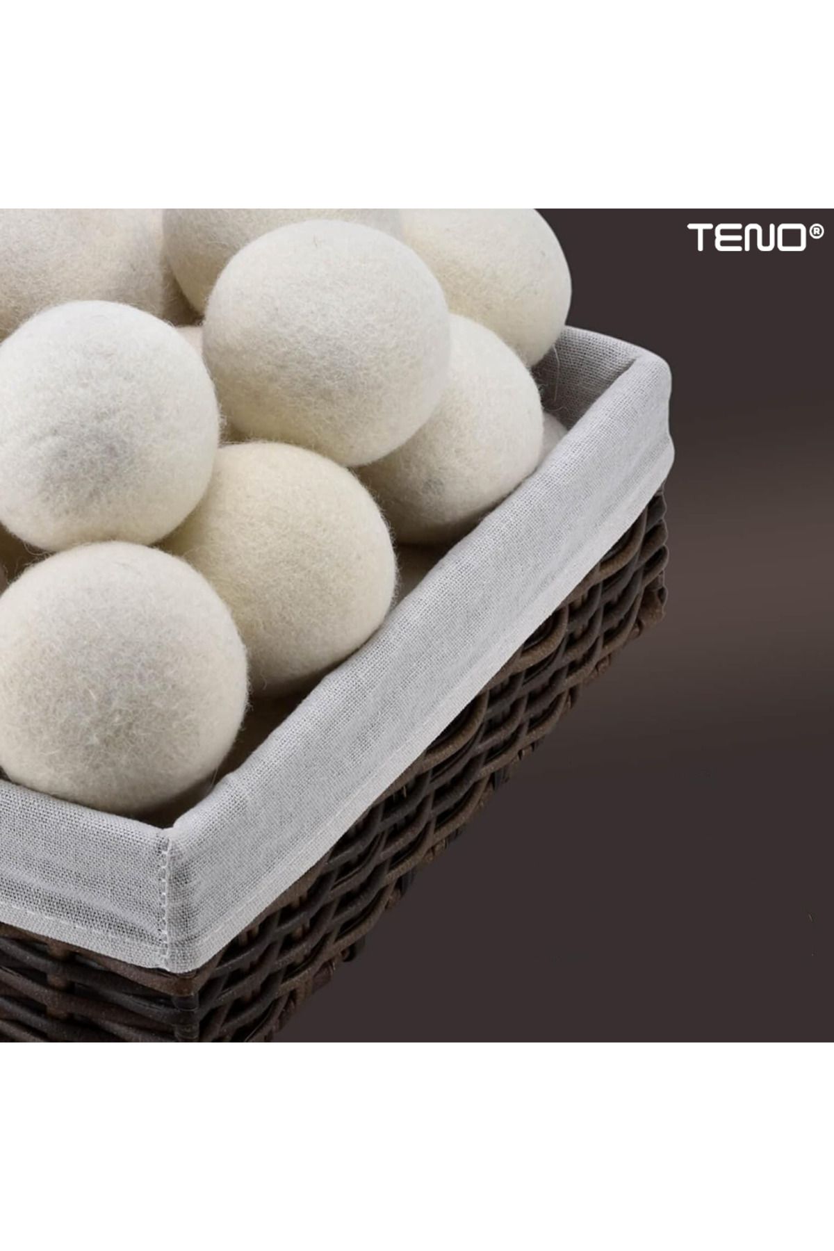 Teno-Set of 6 Teno® Dryer Balls, reusable, anti-static, reduce drying time, white 6