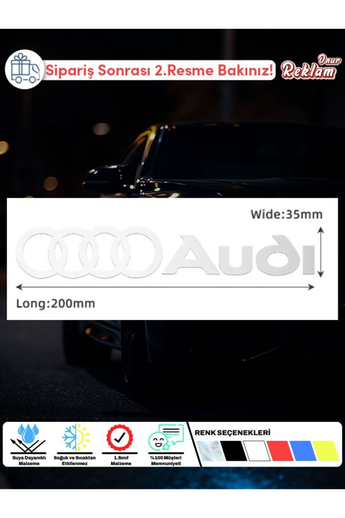 Onur Reklam Audi Logo Sticker 2’li Set – Suya Dayanıklı Araç Etiketi