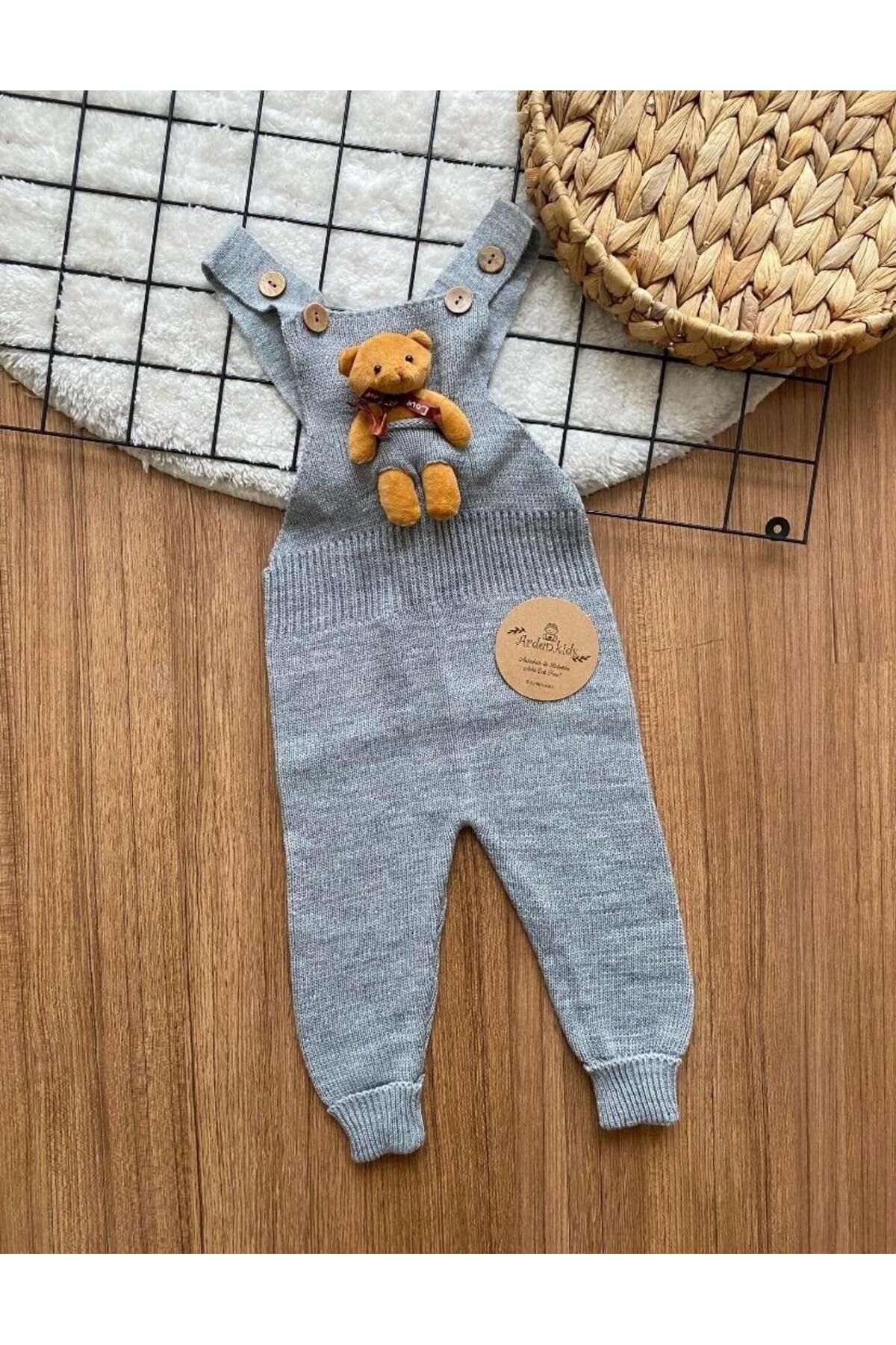 ArdenKids 0-5 Yaş Gri Teddy Örme Salopet