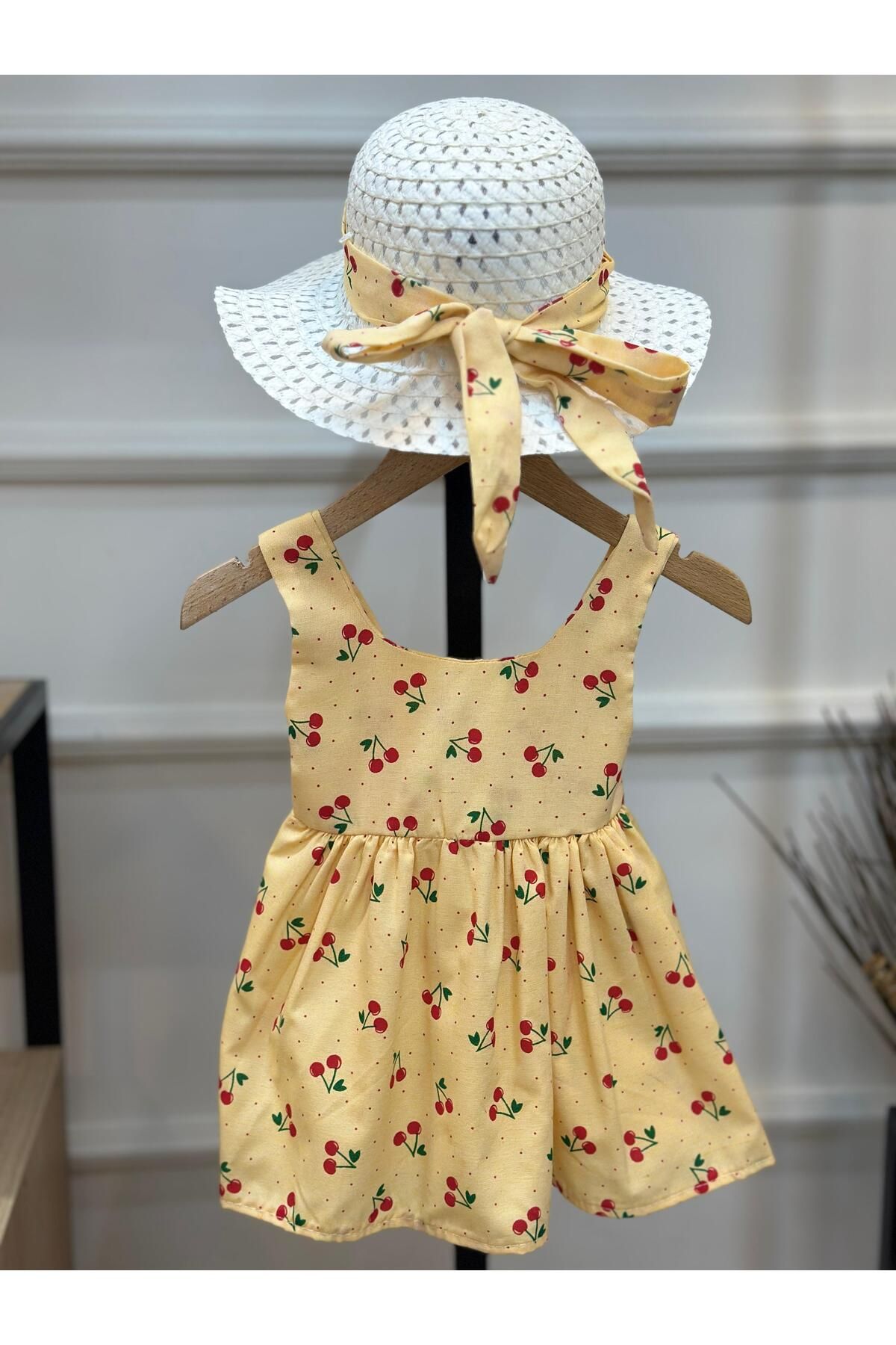 ArdenKids Kiraz Şapka Detaylı Elbise