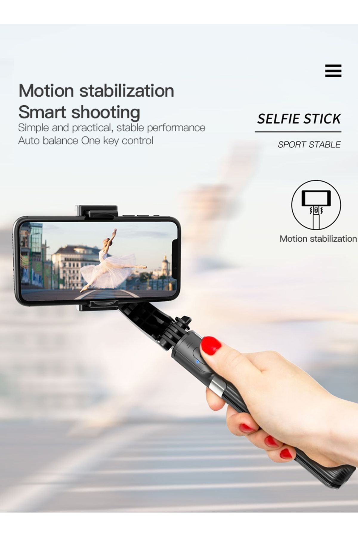 sharpdo-Multi-function Bluetooth Mobile Phone Selfie Stick Gimbal Single-axis Anti-shake Tripod 4