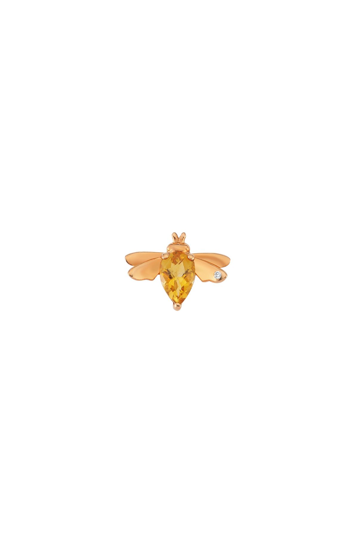 BEE GODDESS Kraliçe Arı S Sitrin Gümüş Tek Küpe