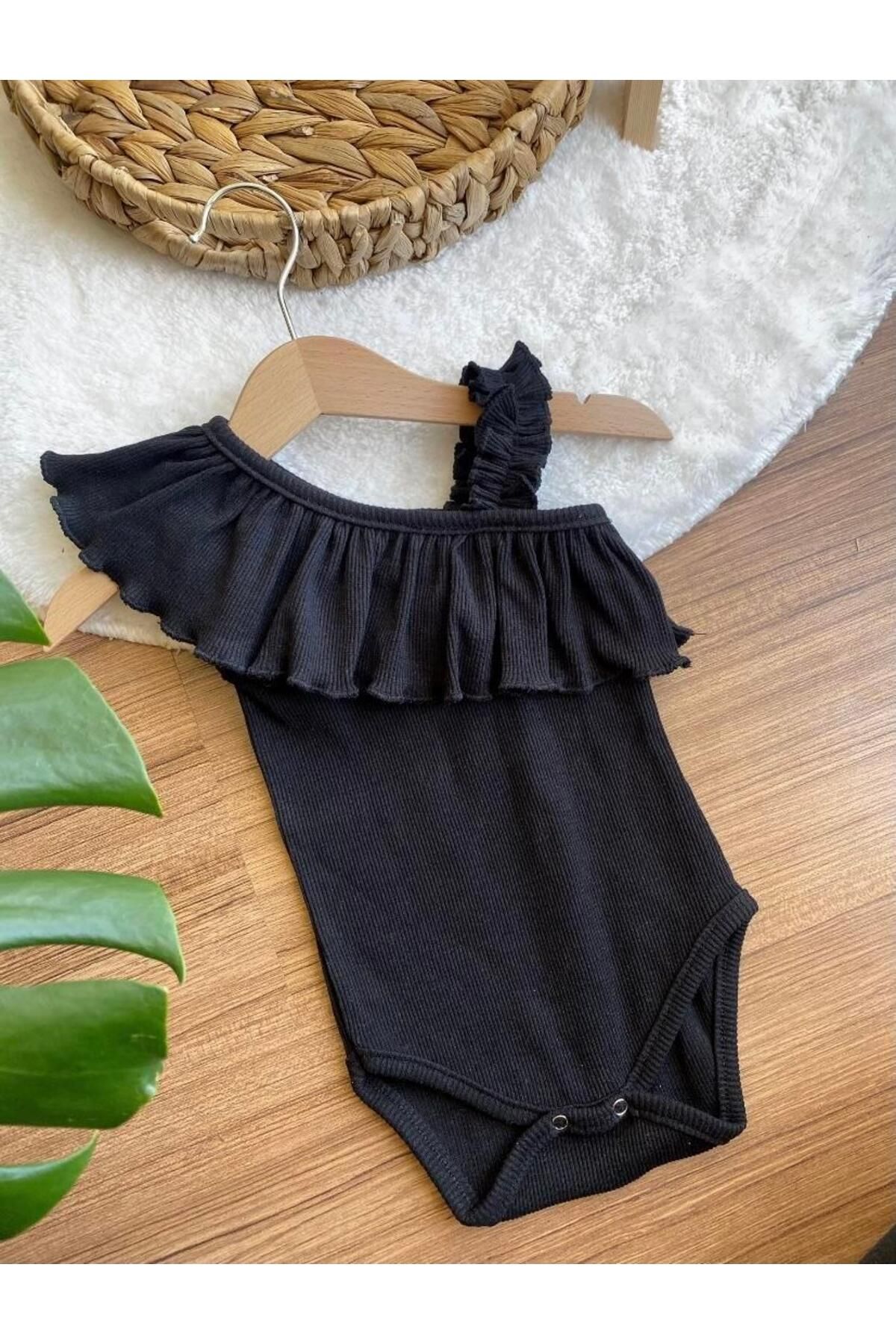 ArdenKids Siyah Askılı Tek Kol Bebek Zıbın