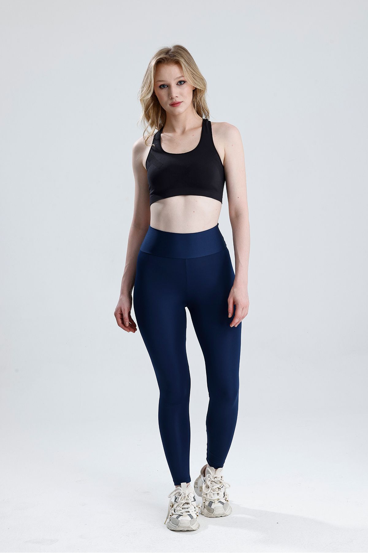 vesantia Kadın Lacivert Yüksek Bel Toparlayıcı Dalgıç Slim Fit Tayt
