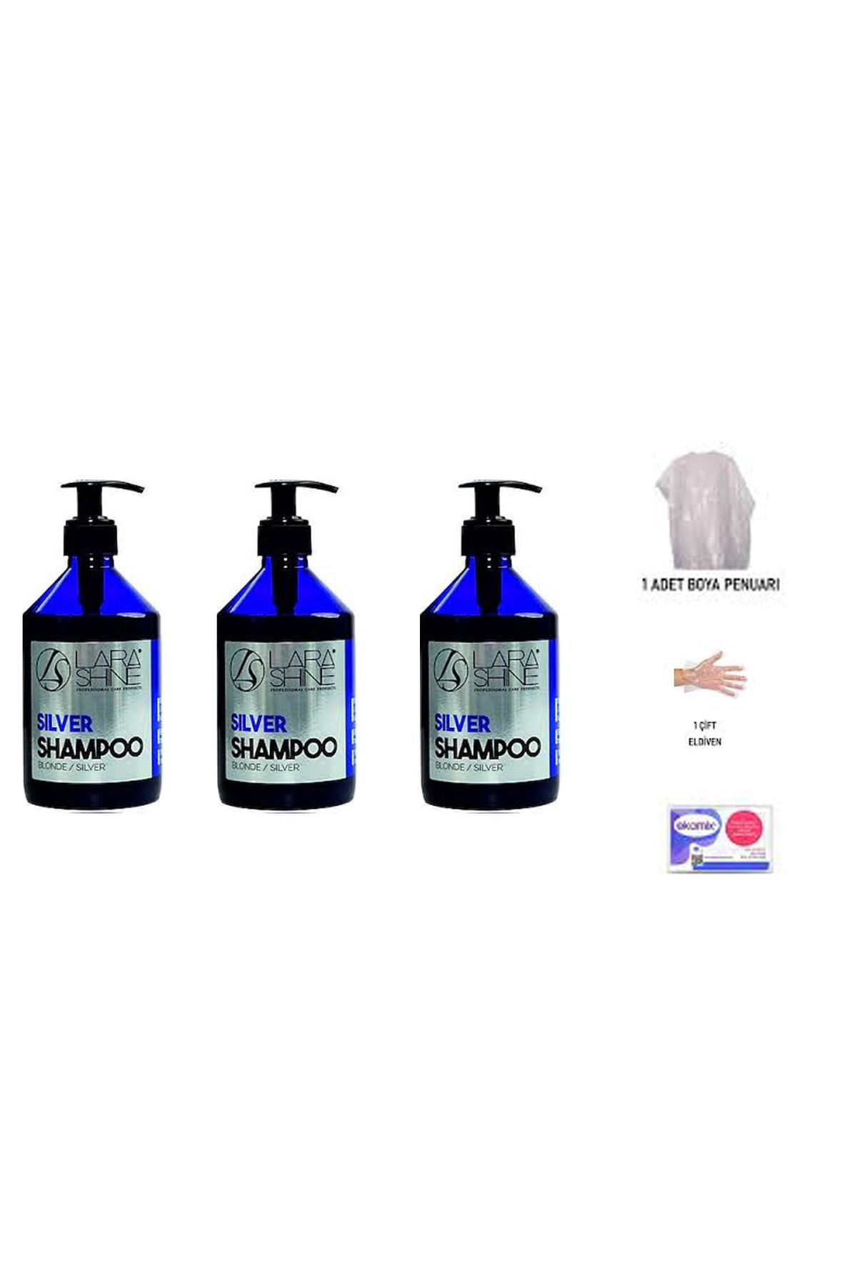 Kuaf Lara Shine Profesyonel Blonde Silver Mor Şampuan 500ml 3ADET