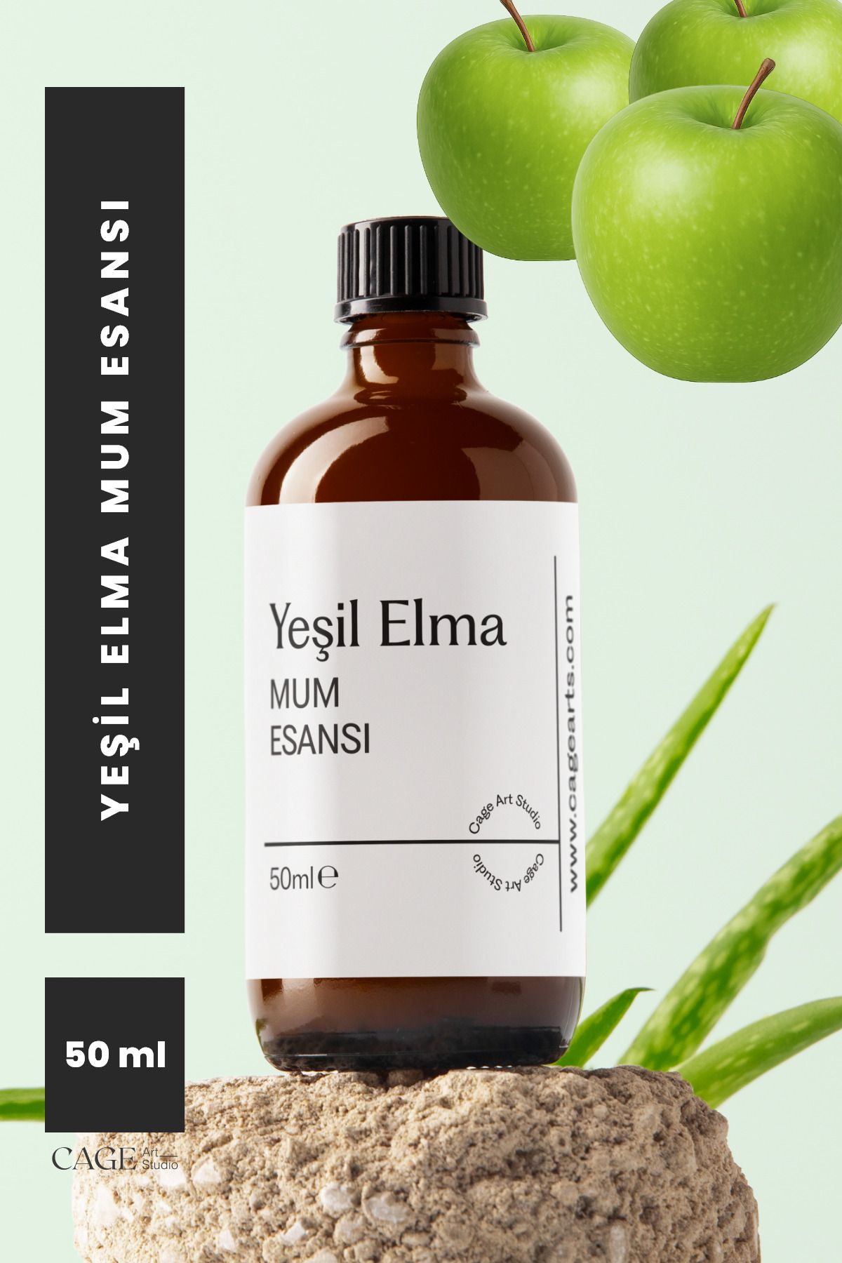 Cageartstudio Yeşil Elma Mum Esansı 50 Ml, Yüksek Kalite Mum Esansı, Mum Koku Esansı, Soya Wax Esansı 50ml