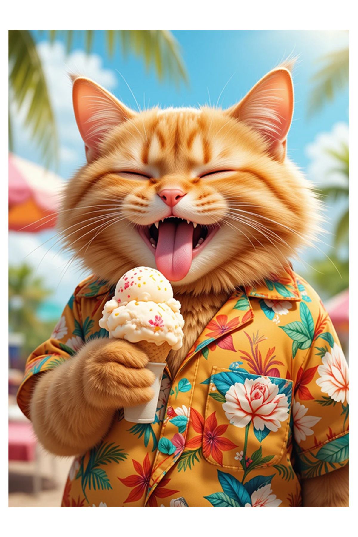 Bedeko Dondurma Yiyen Kedi Mdf Tablo