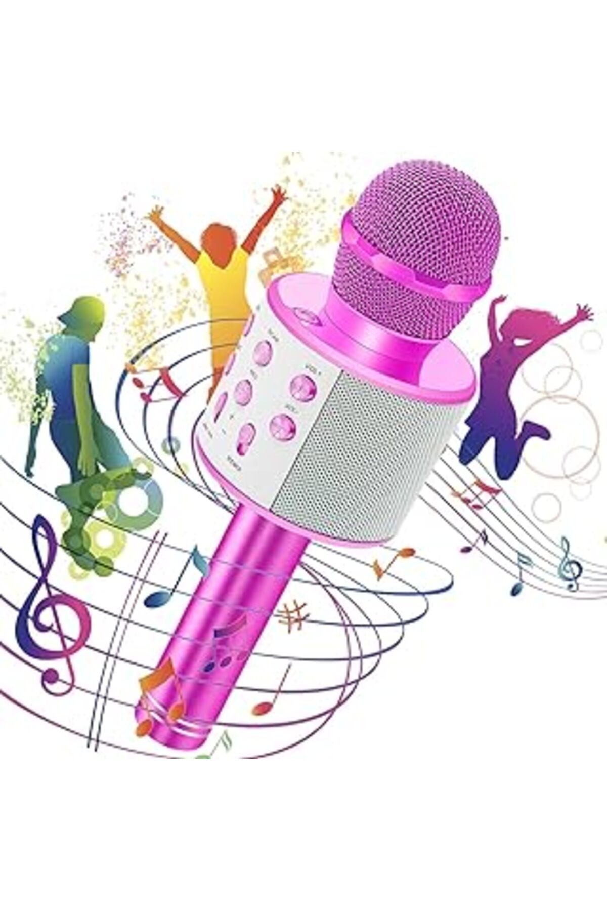 Mu Art Ahşap Teknosepetim Çocuklar İçin Karaoke Mikrofon Bluetoothlu Mikrofon Speaker Yetişkin İçin Karaoke Aux