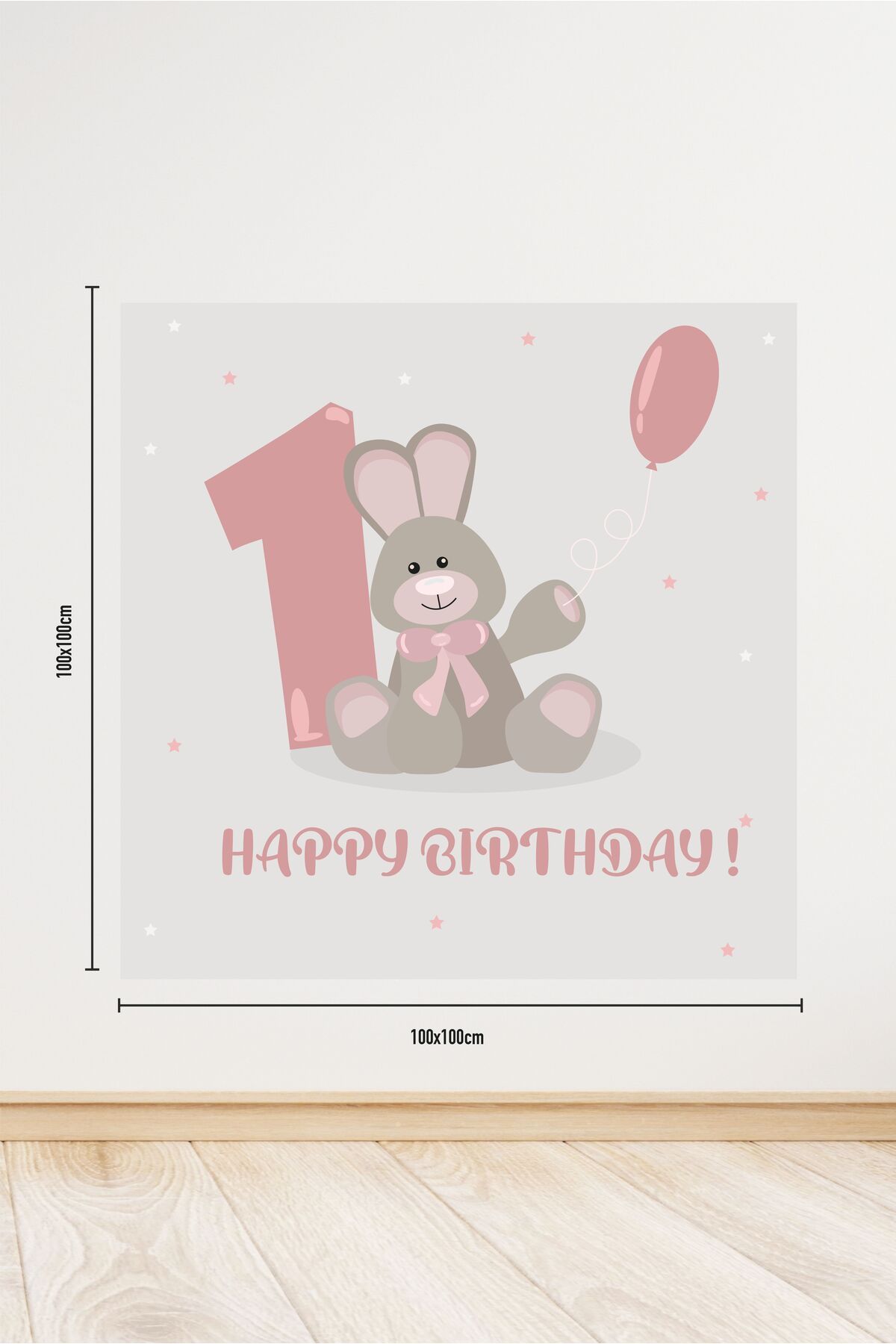 eddadijital 1 Yaş Temalı 100x100cm Doğum Günü Afişi