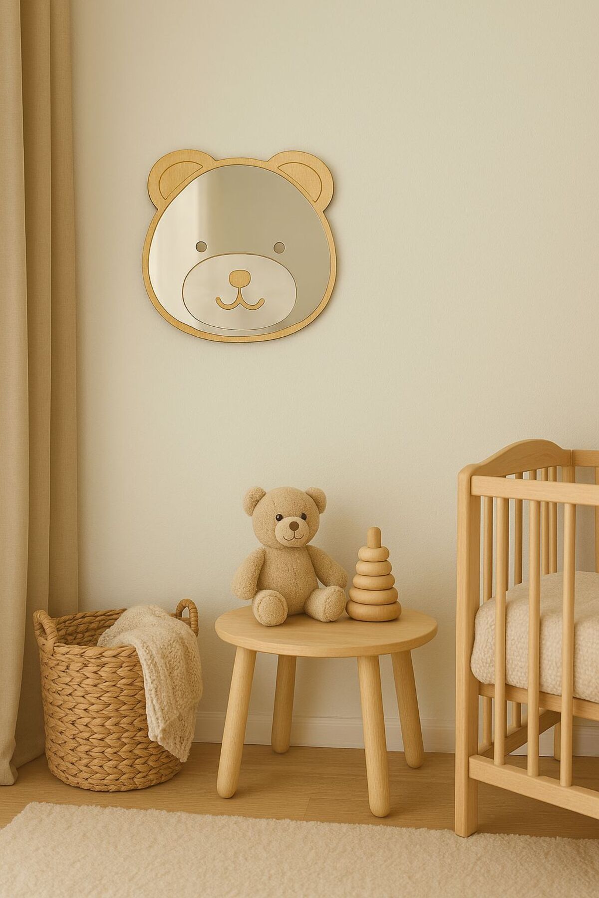 BebisStore Bebek ve Çocuk Odası Dekorasyon Ayna - Ayıcık (Kırılmaz Pleksi Ayna) 22*22 cm