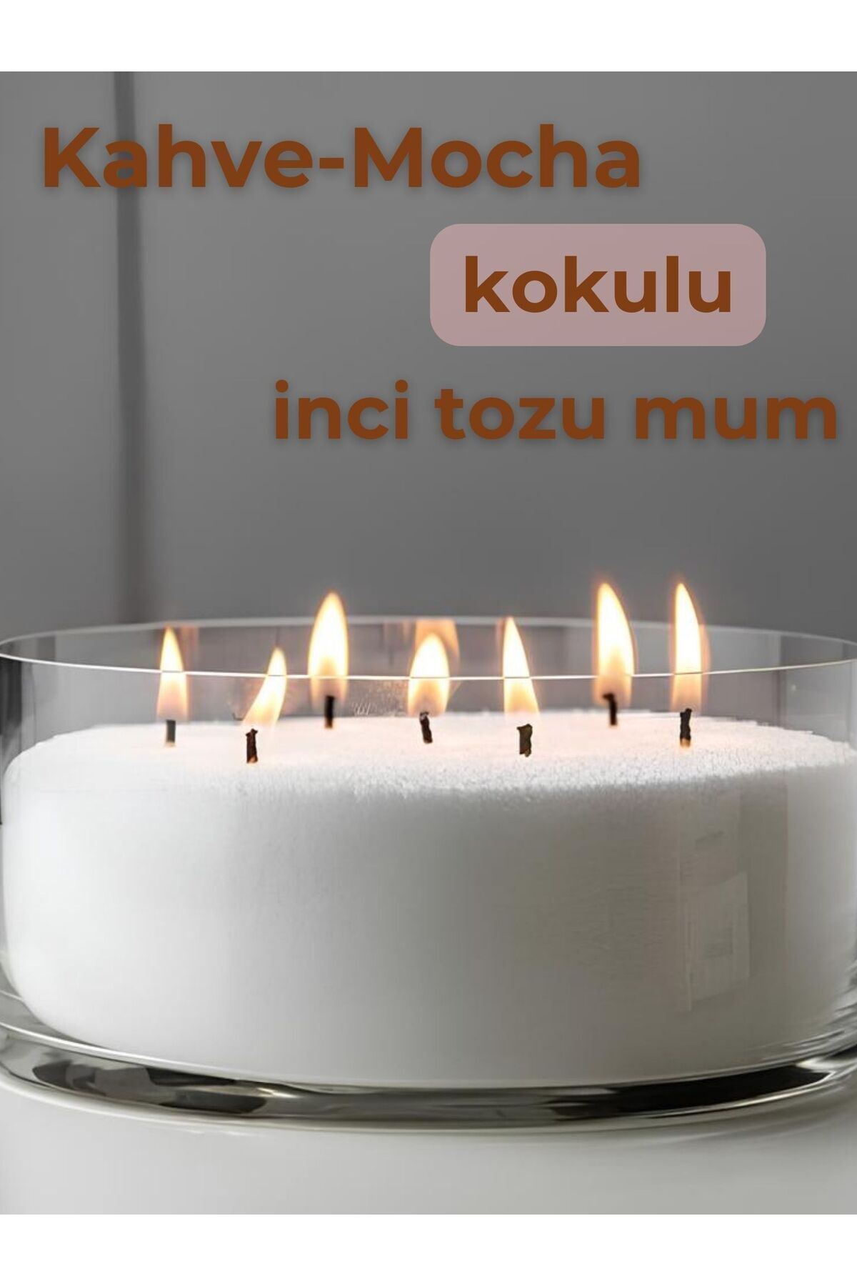 Elioure Kahve Mocha Kokulu Esanslı İnci Tozu Mum, Fitil ve Hediyeli, 250 Gr.