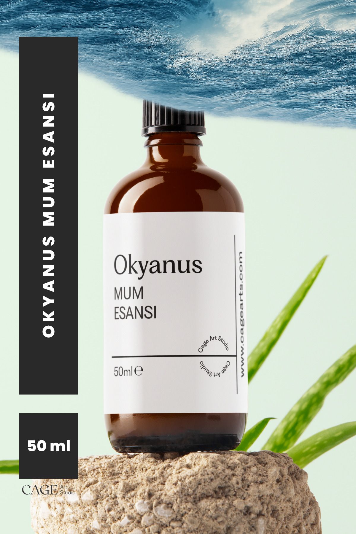 Cageartstudio Okyanus Mum Esansı 50 Ml, Yüksek Kalite Mum Esansı, Mum Koku Esansı, Soya Wax Esansı 50ml
