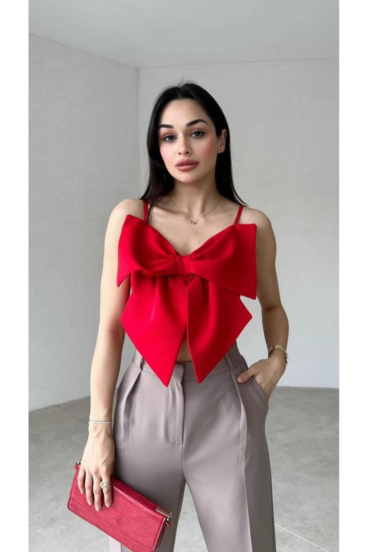 TUĞBALİ Kadın Büyük Fiyonklu Crop Büstiyer
