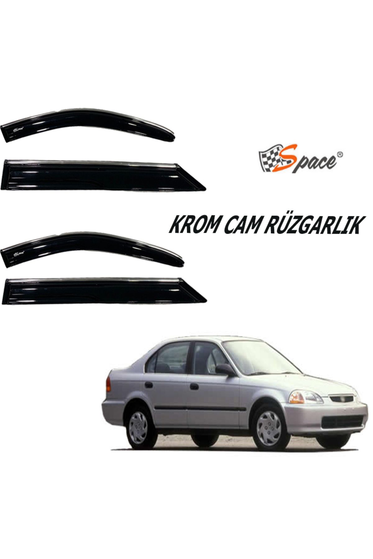 Space Krom cam rüzgarlığı 1.2mm Honda Civic 1996/2001 4'lü / CARU428
