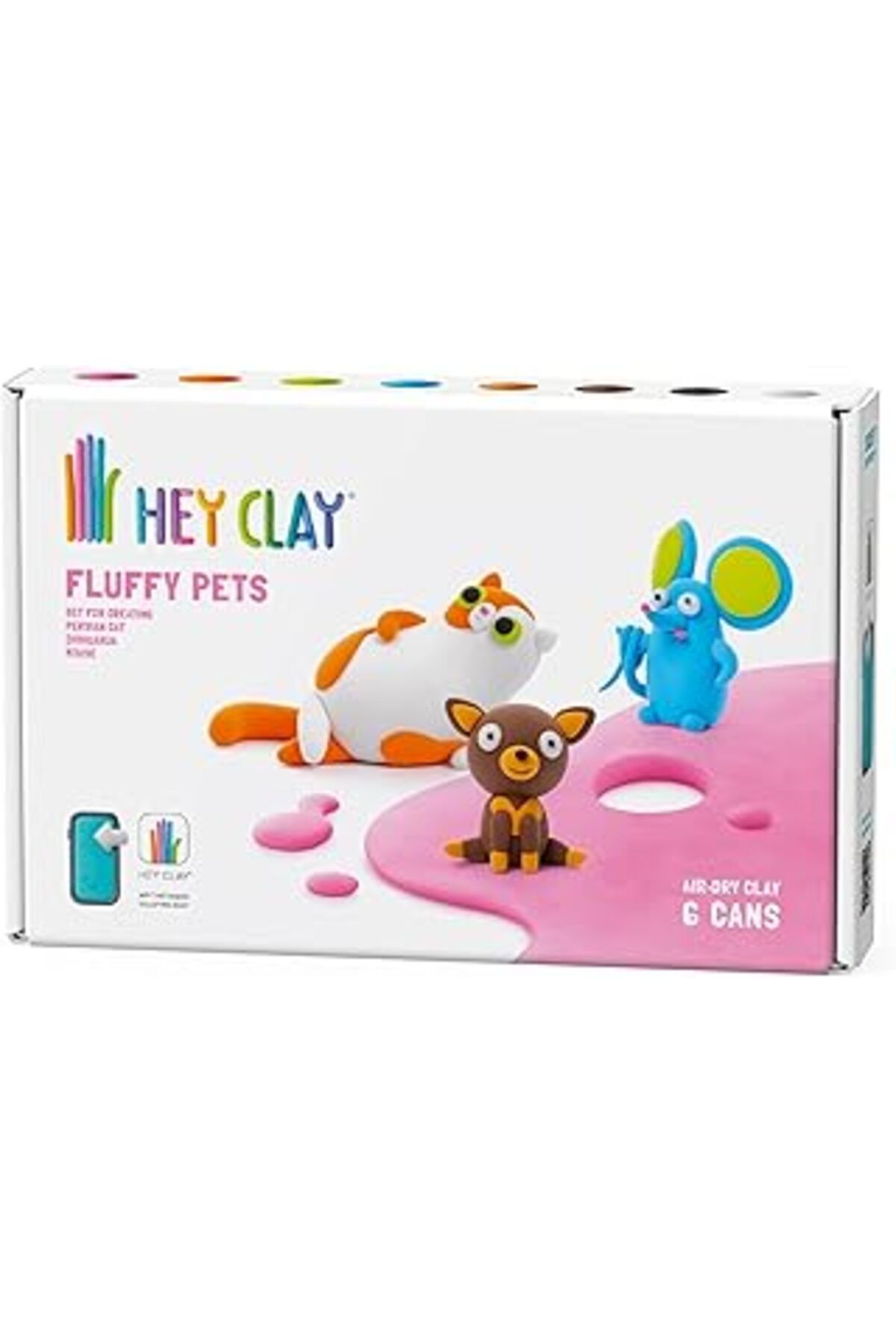 Mu Art Ahşap Hey Clay Sevimli Evcil Hayvanlar: Farsça Kedi, Fare, Chihuahua Seti - Renkli Modelleme Çocuklar Hav
