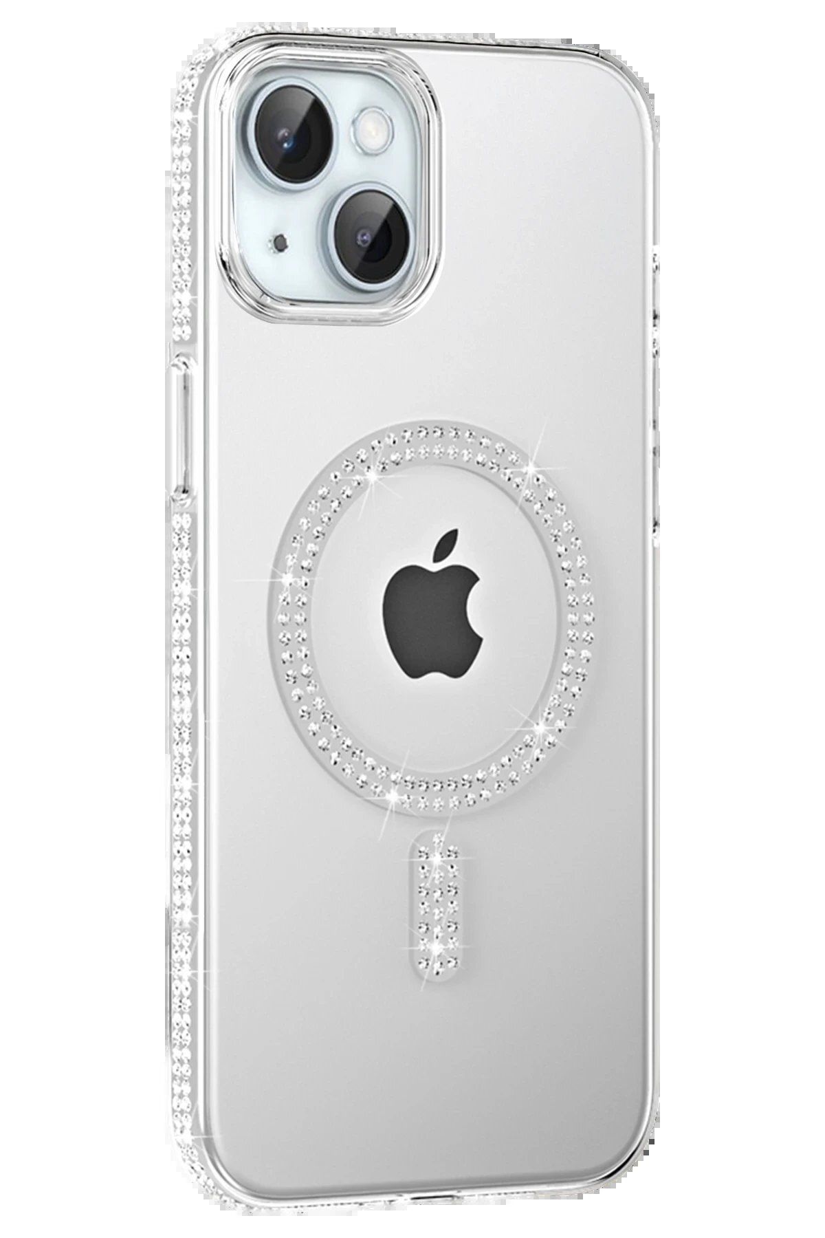 Toptan Bulurum Apple iPhone 15 Move Taşlı Magsafe Kapak - Natural Grey