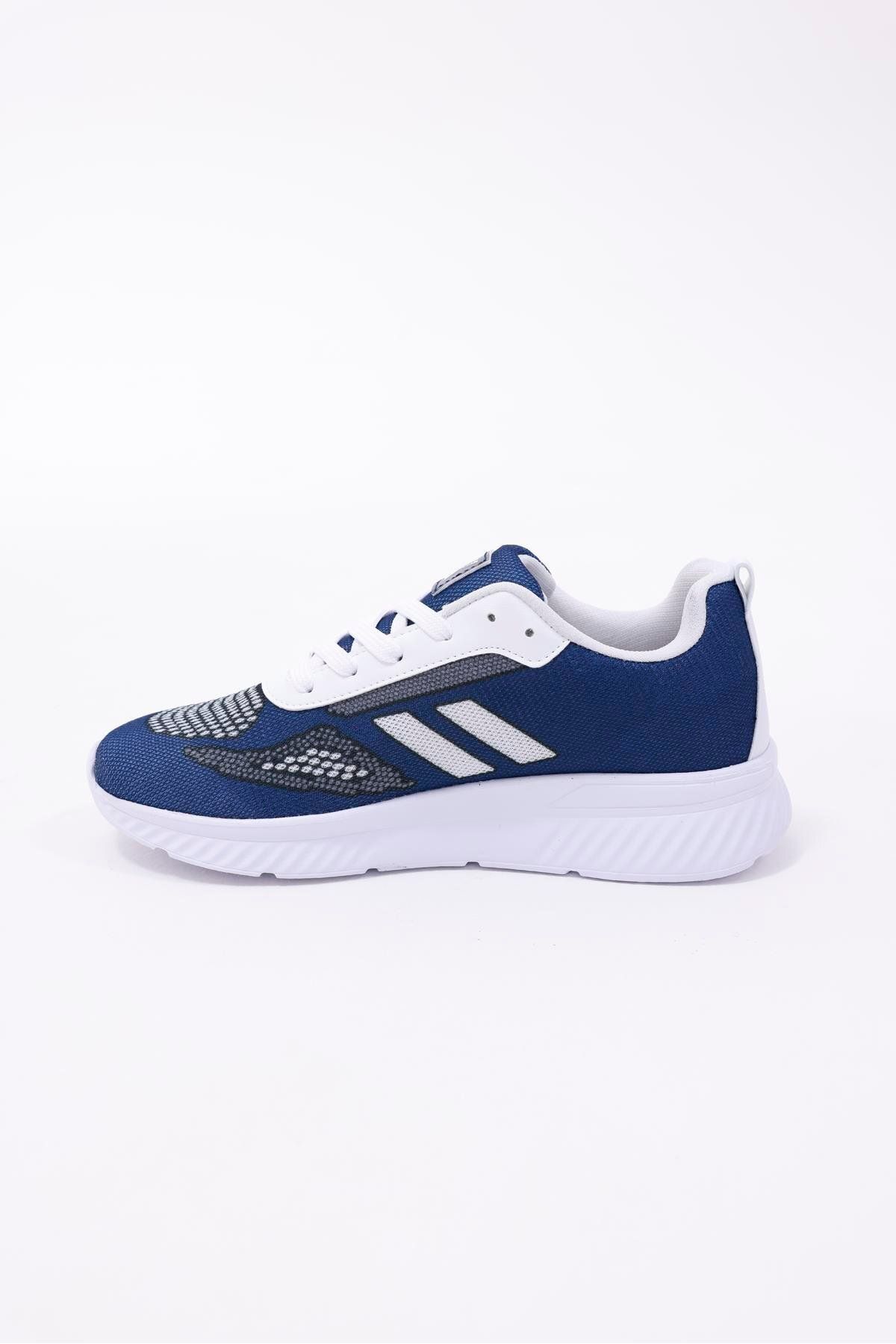 xson Dijital Baskılı Unisex Mavi Sneaker - Beyaz Desenli Günlük Ayakkabı