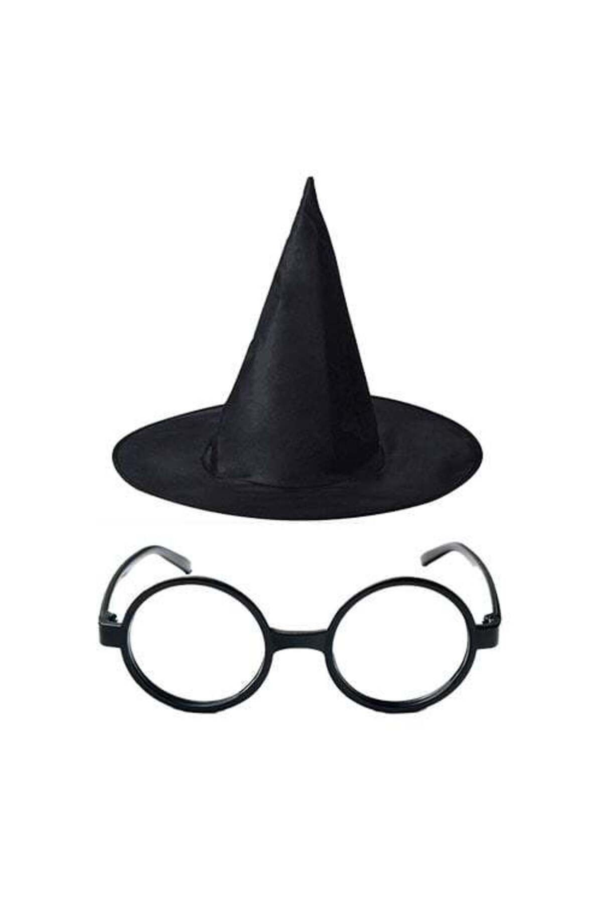 Modafiks Harry Potter Büyücü Şapkası ve Harry Potter Büyücü Gözlüğü Siyah Renk
