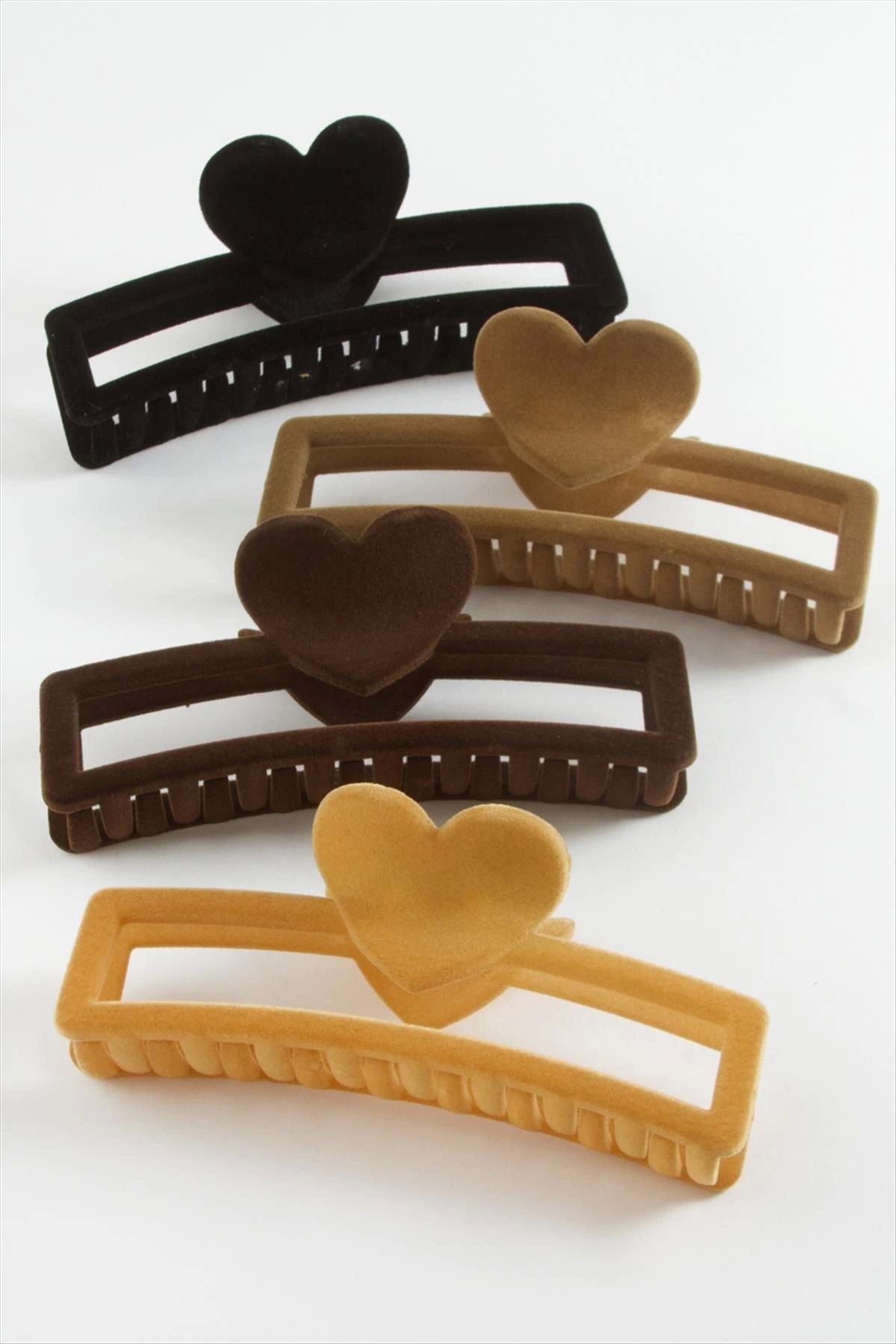 ÖYKÜ VE YİĞİT Kalp Renkli Kadife Mandal Toka 13 cm
