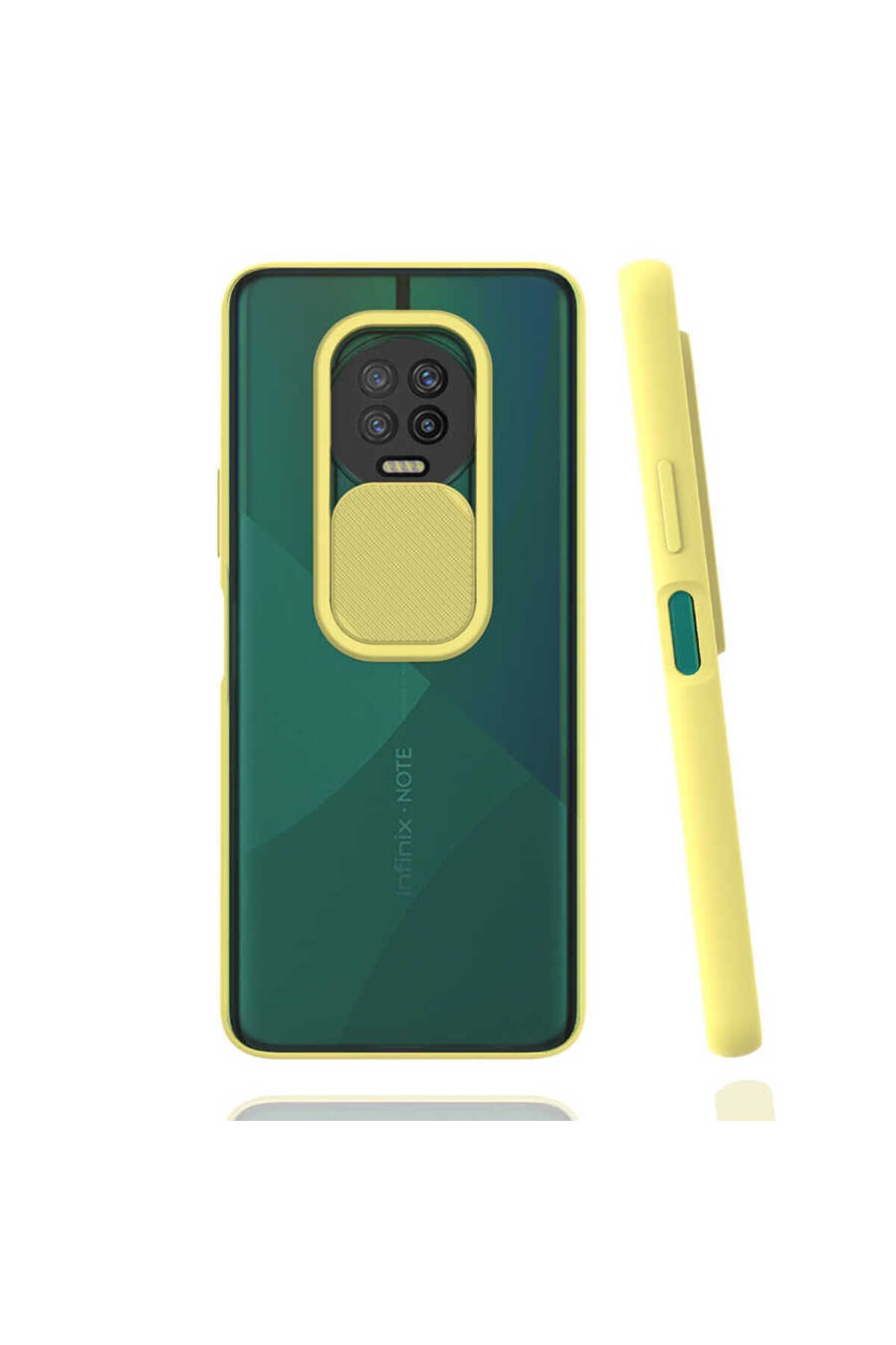 halkhouse İnfinix Note 7 Kılıf Kamera Korumalı Sürgülü Renkli Sert Esnek Silikon Lensi Kapak