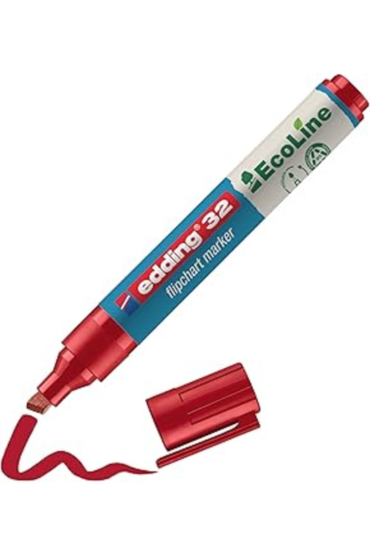Qedii Edding 32 Ecoline Flipchart Kalemi, Kırmızı, 1 Kalem, Kesik Uç, Yeniden Doldurulabilir