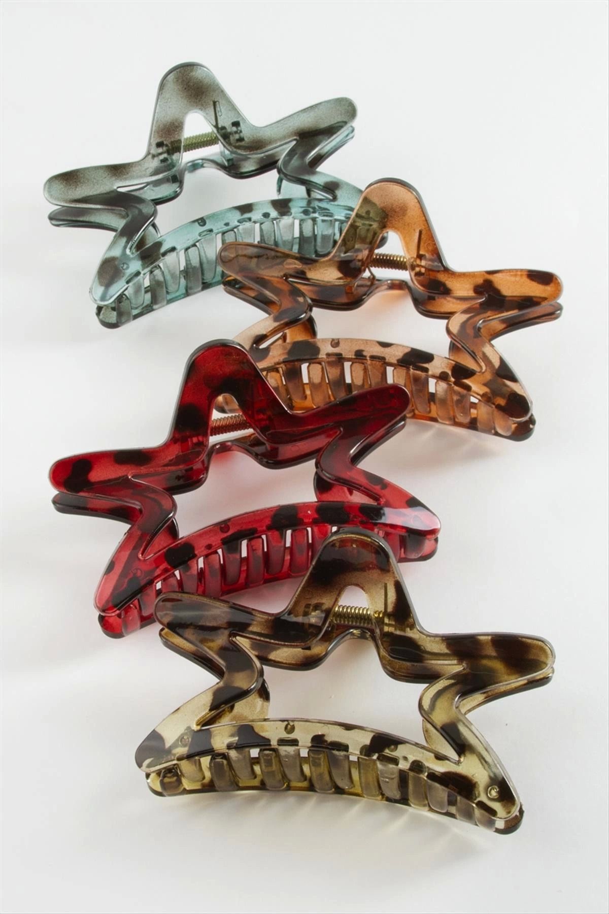 E&E Home Yıldız Leopar Desenli Mandal Toka 12 cm