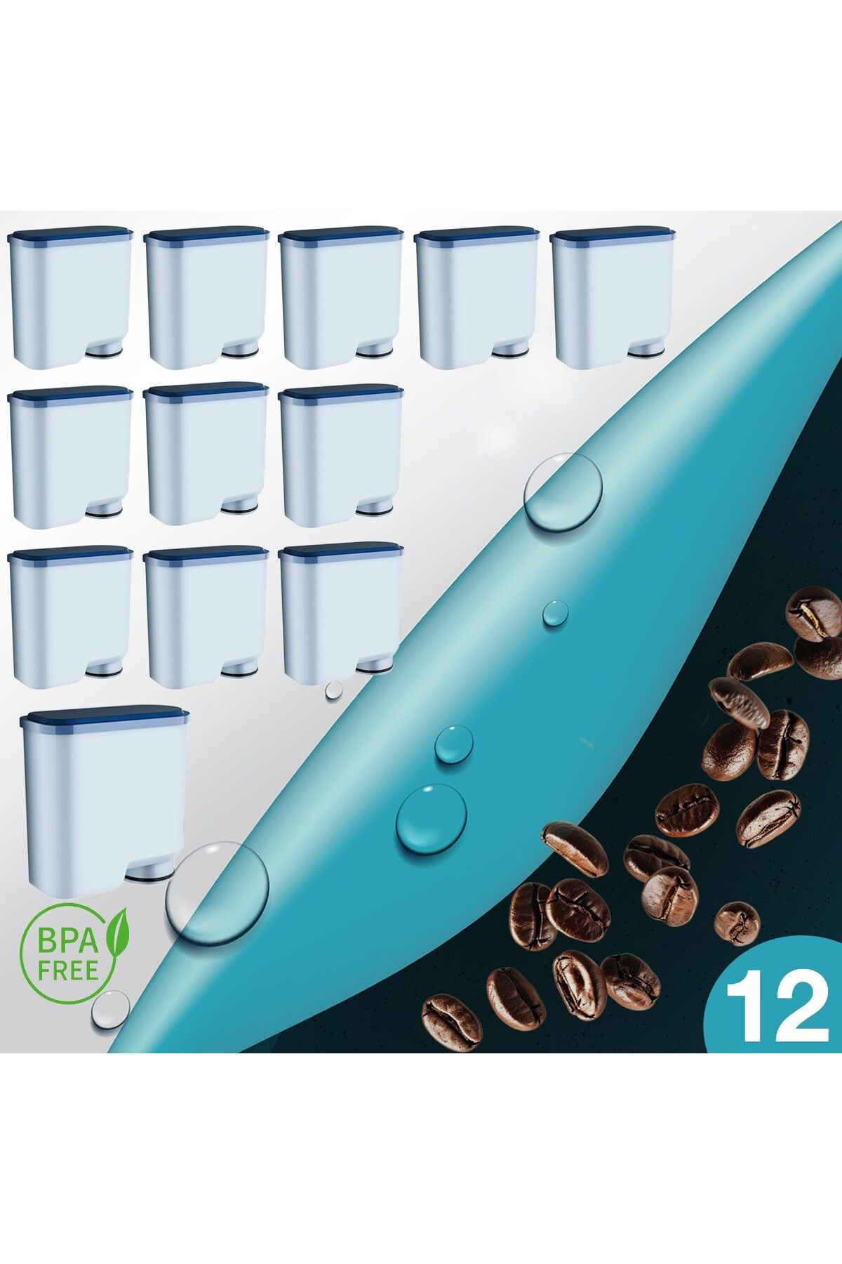 Shuii Pure Kafe Ph012 - Philips Saeco Aquaclean Için 12 Adet Kahve Makinesi Su Filtresi