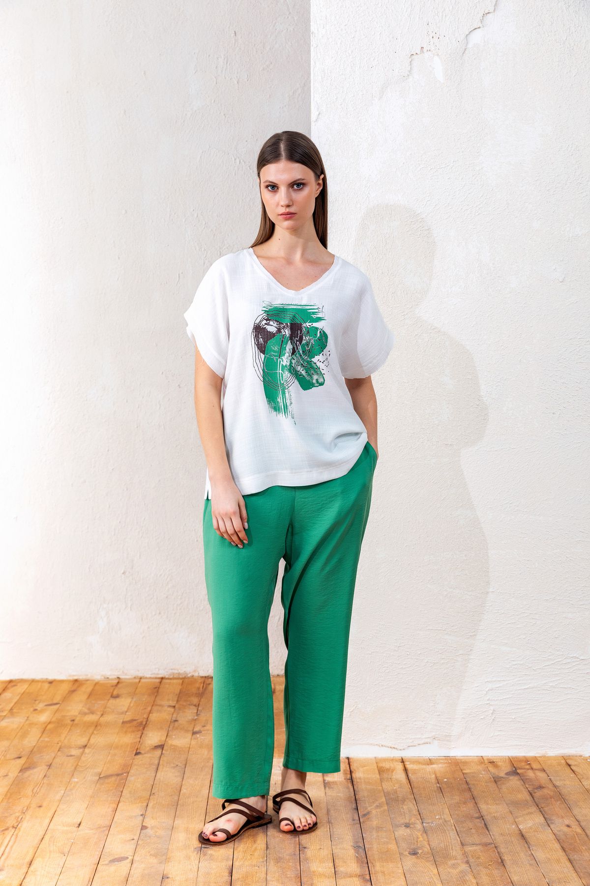 KASHA 25YT038 BASKILI T-SHIRT