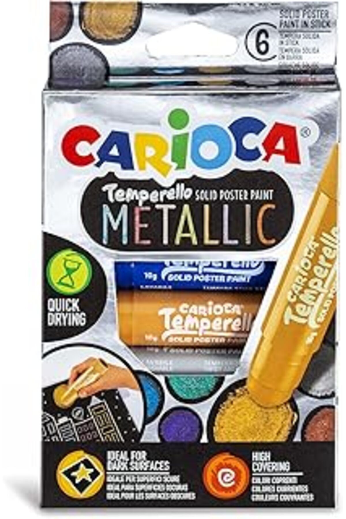 Mu Art Ahşap Carioca Temperello Stick Poster Boyama Kalemi Metalik 6'Li