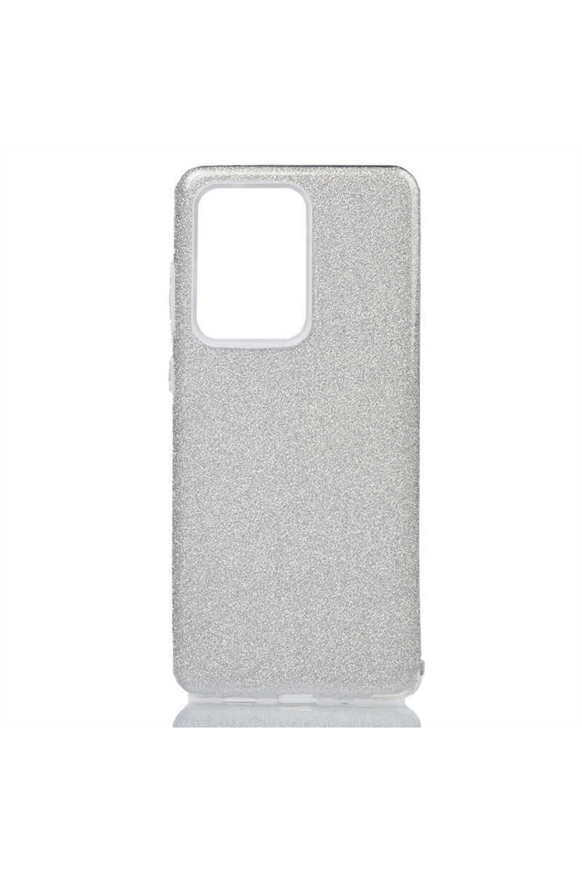 halkhouse Galaxy S20 Ultra Kılıf Renkli Simli Parlak Şık Sert Kadın Kapak Shining Silikon