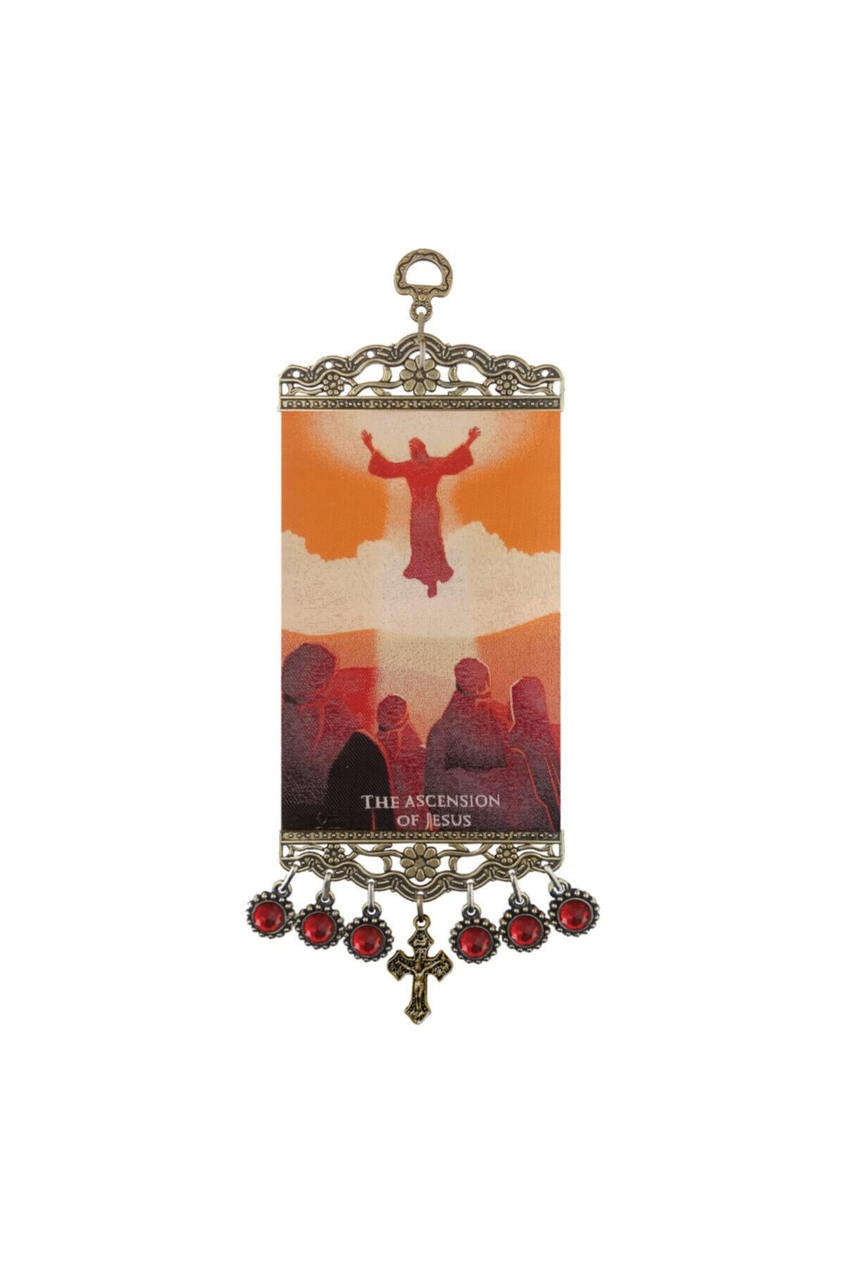 Elioure Metal Zamak Çerçeveli Hristiyan Dokuma Halı Boncuklu Duvar Süsü