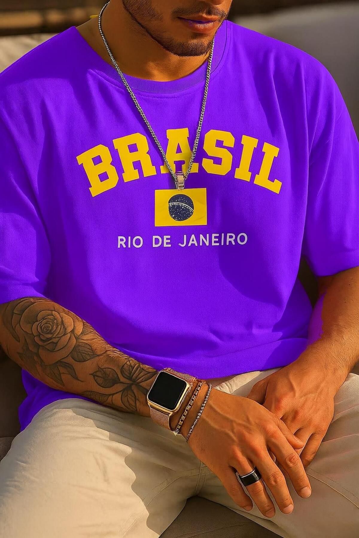 New Shine Brasil Brezilya Baskılı Oversize T-Shirt