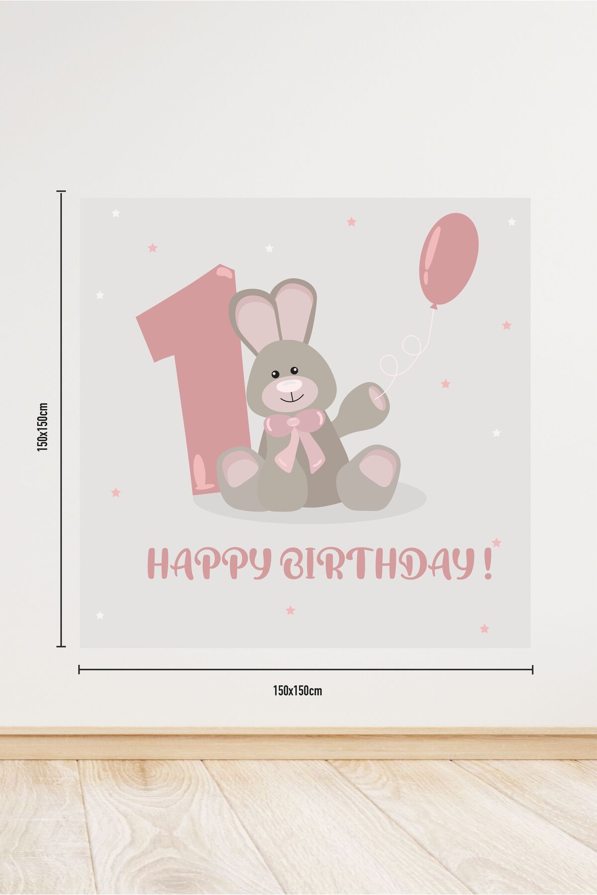 eddadijital 1 Yaş Temalı 150x150cm Doğum Günü Afişi