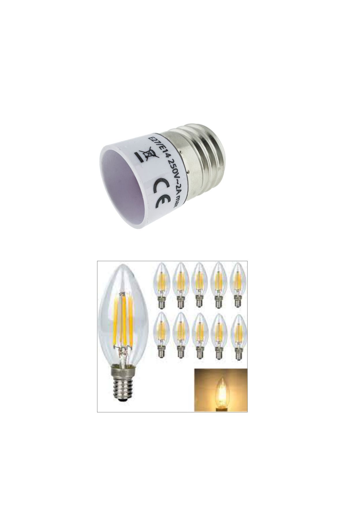 OEM-Bulb adapter for E27 to E14 socket, FL-95981, white 3