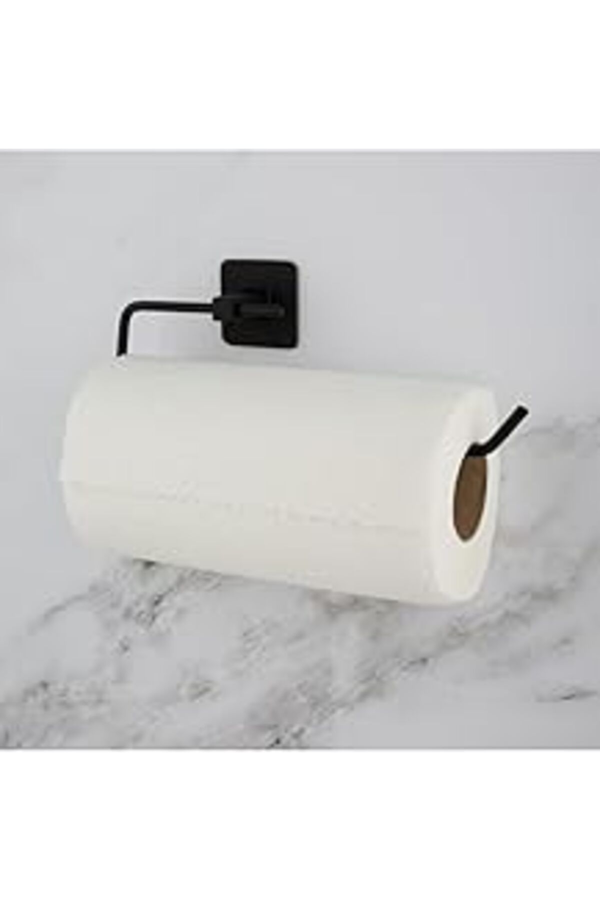 Pazarcan Banyo Aksesuarları Tuvalet Kağıtlığı Havluluk Fönlük Kare Havluluk Yapışkanlı Kapaklı Siyah Aksesua