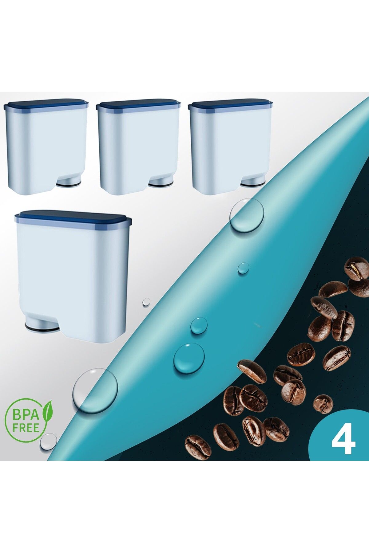Shuii Pure Kafe Ph012 - Philips Saeco Aquaclean Için 4 Adet Kahve Makinesi Su Filtresi
