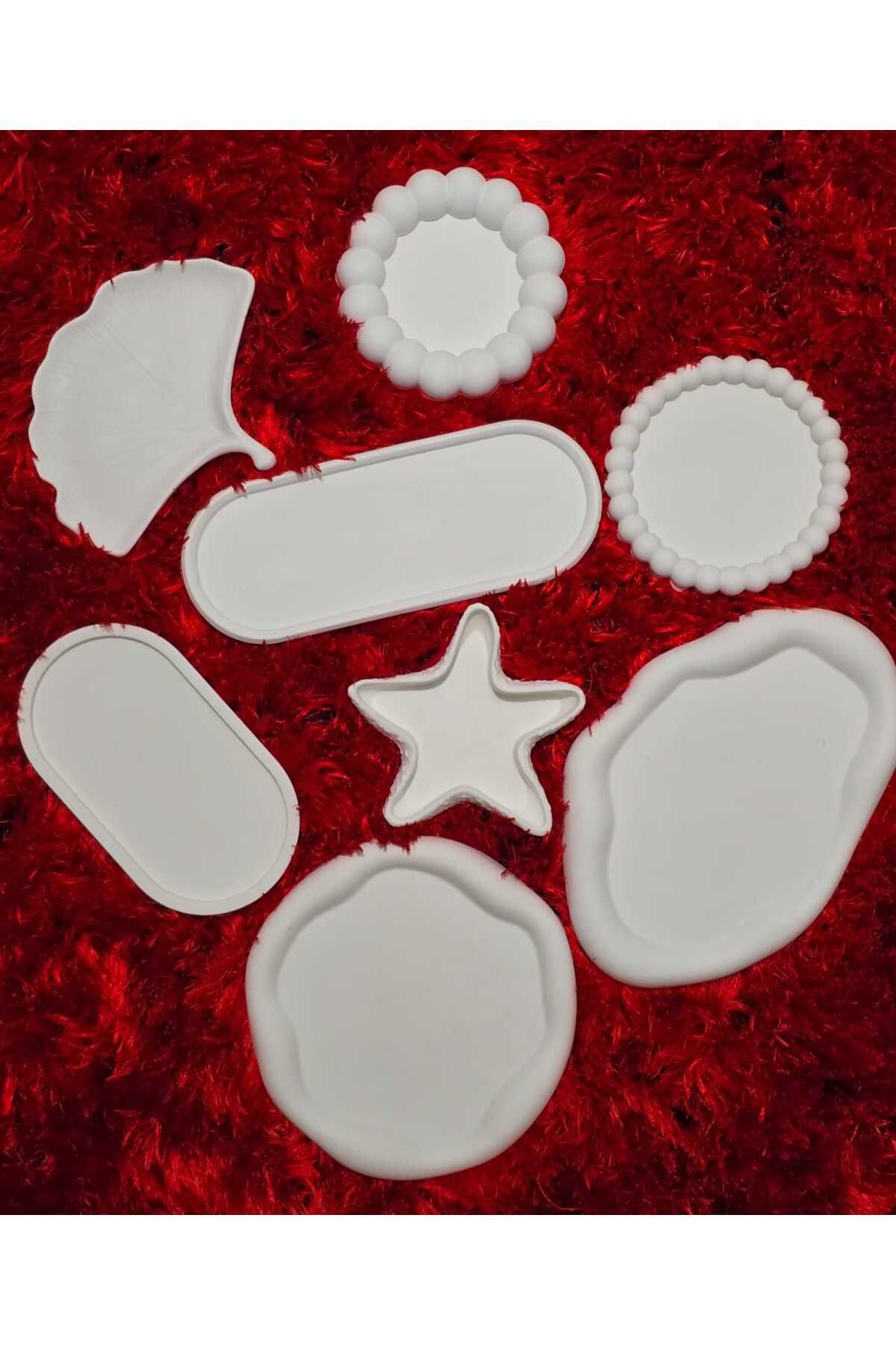 diclecollection 8'Li Beton Sunum Tepsileri, Takı Tabağı, Dekor, Aksesuarlar, Karışık Modeller