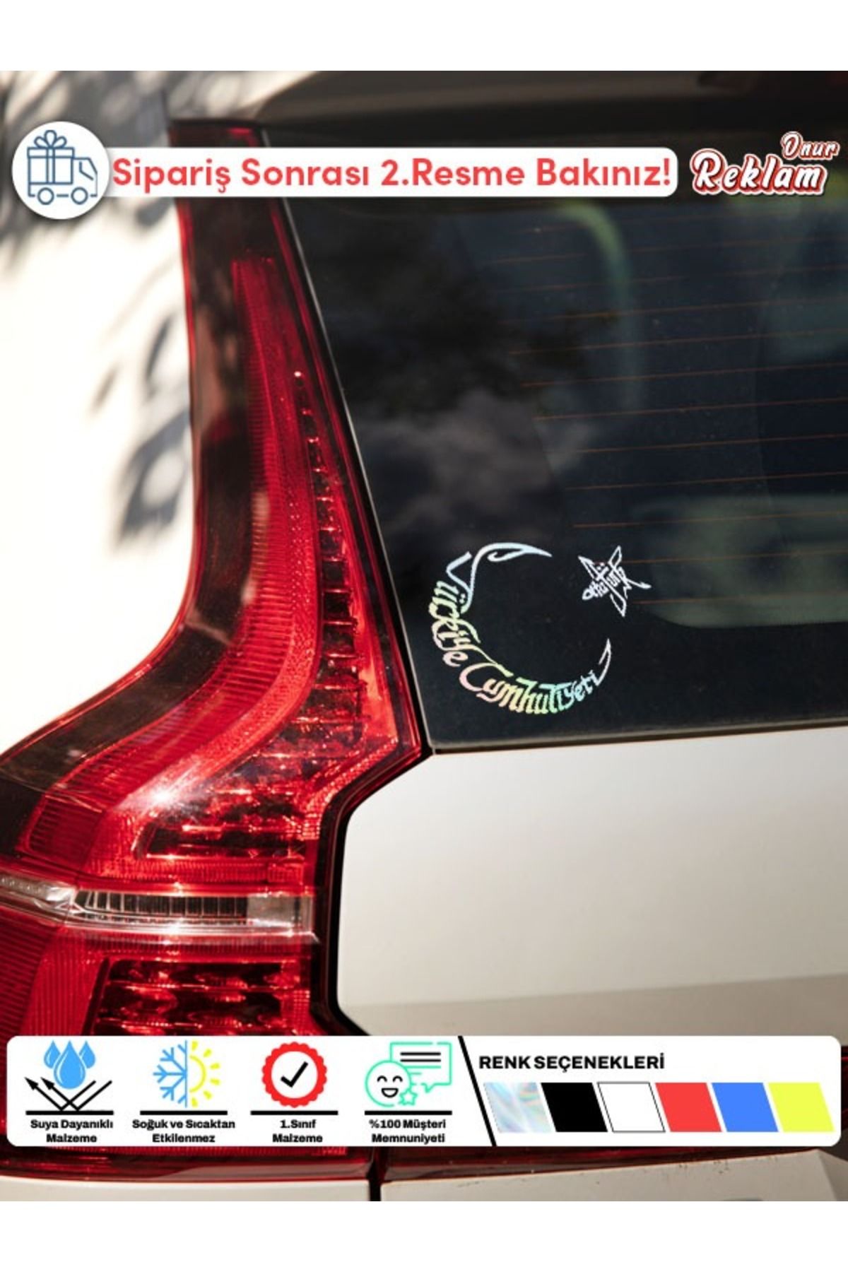 Onur Reklam Türkiye Cumhuriyeti Ay Yıldız Sticker – Suya Dayanıklı Araç Cam Etiketi
