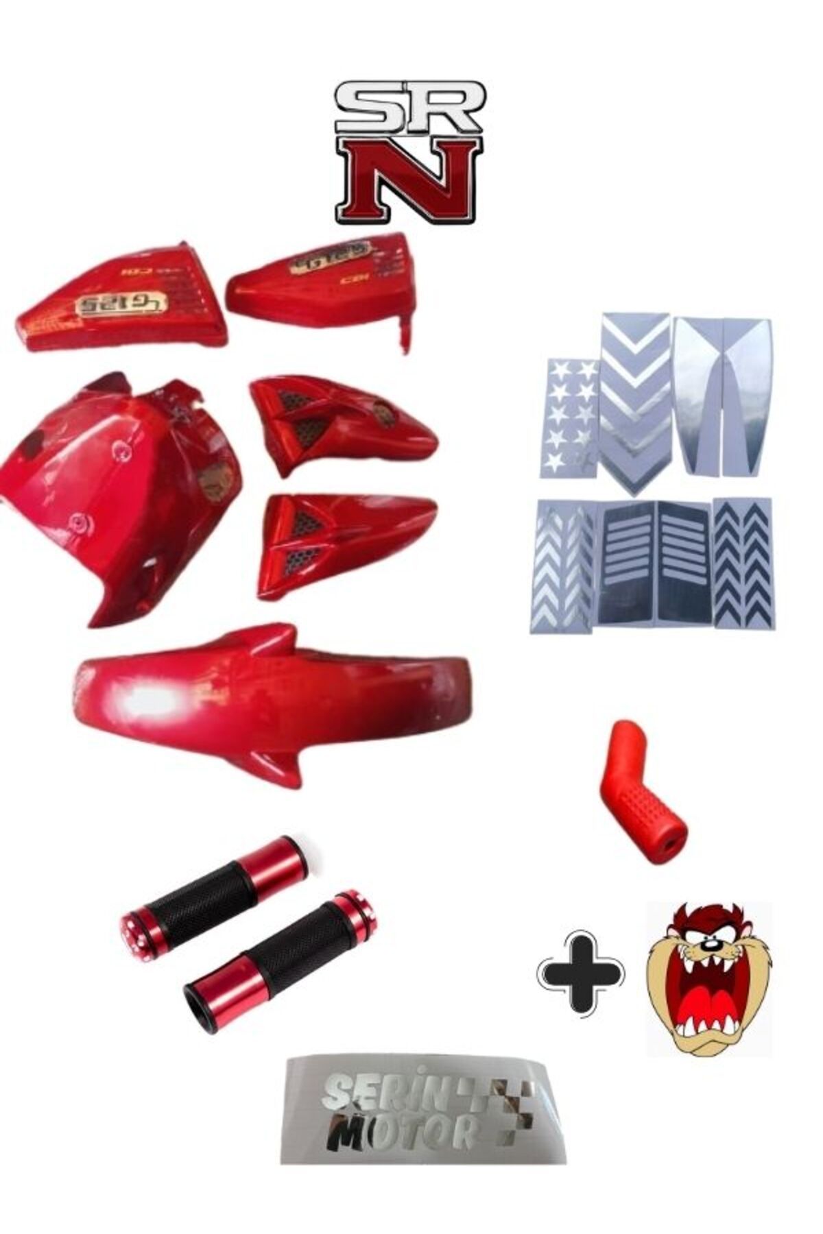GMS CG Kırmızı Kaporta Seti + Modifiye Sticker Elcik Vites Çorabı Set SRN