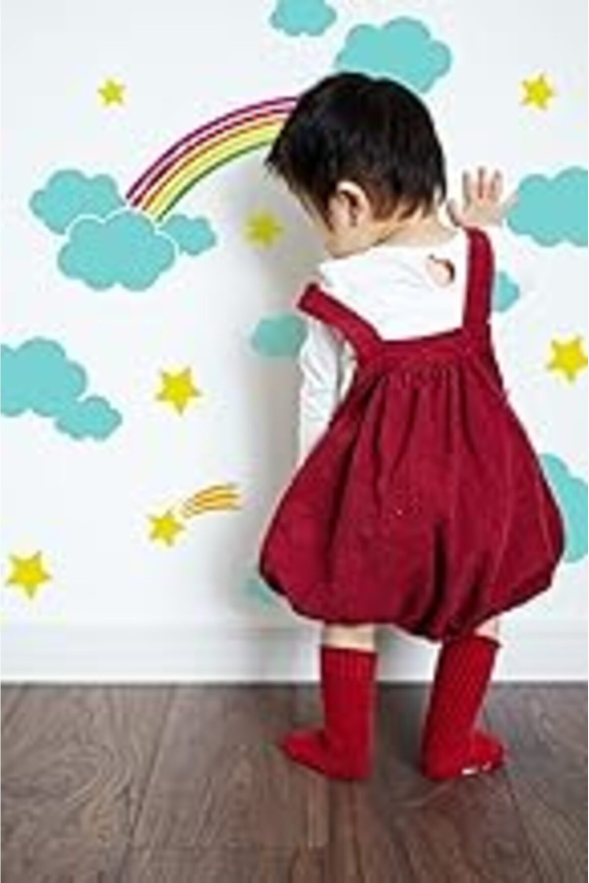 Pazarcan Artikel Bulutlar Ve Gökuşağı Motif Stencil Tasarımı 30 X 30 Cm