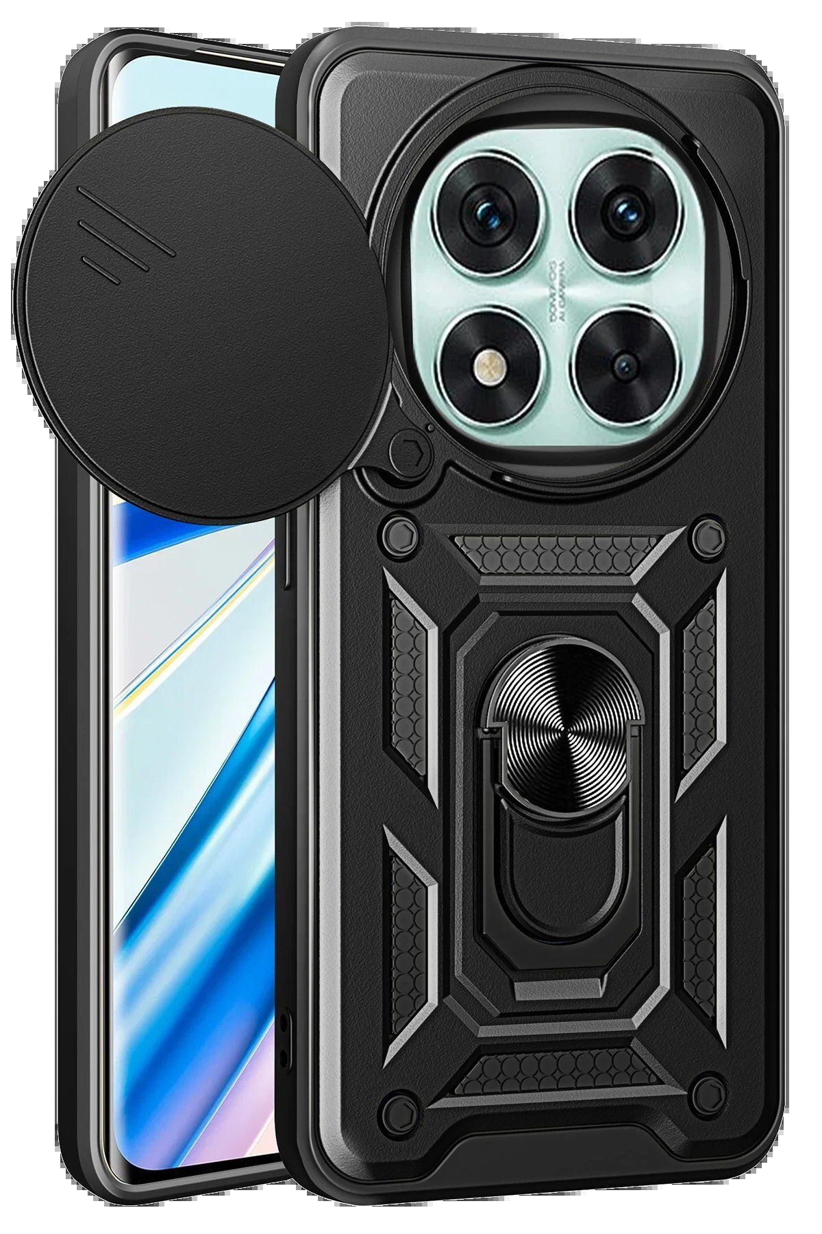 Toptan Bulurum Xiaomi Redmi Note 14 Pro 5G Kılıf Pars Lens Yüzüklü Silikon - Siyah