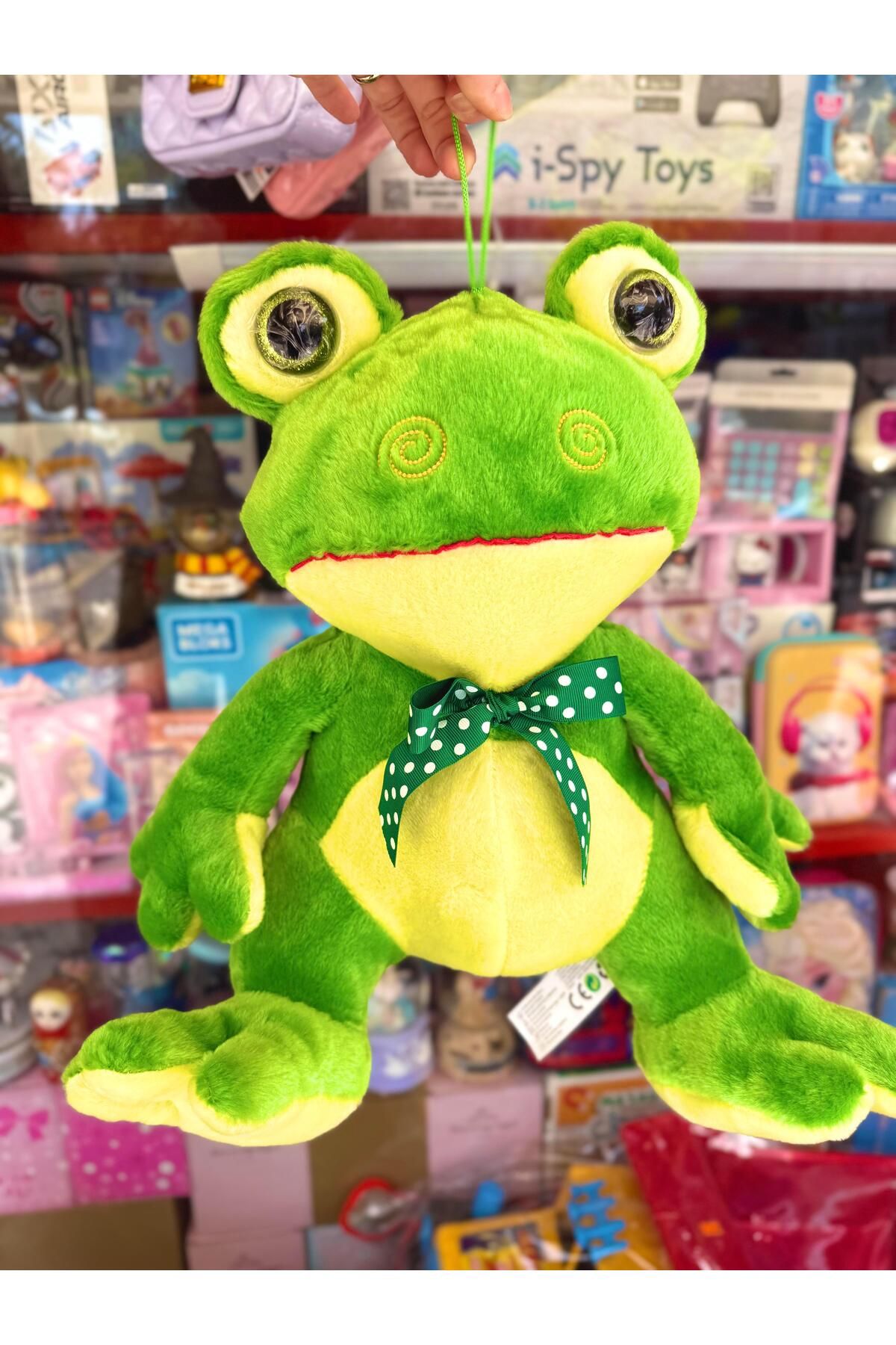 SIPAHI PELUŞ YEŞİL KURBAĞA OYUNCAK BÜYÜK BOY