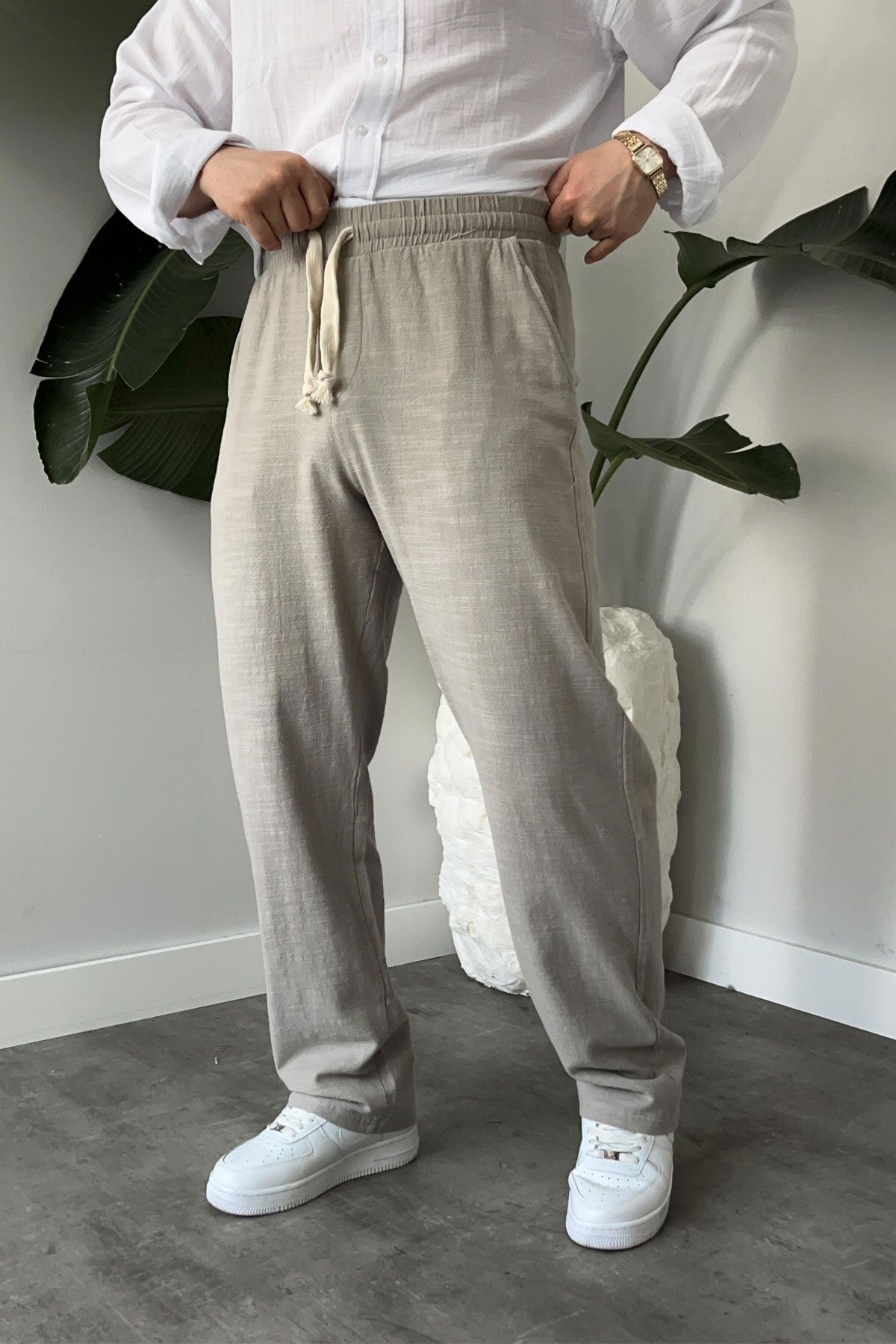 BayAygün BayAygun 5070 Baggy Joger Keten Pantolon_Gri
