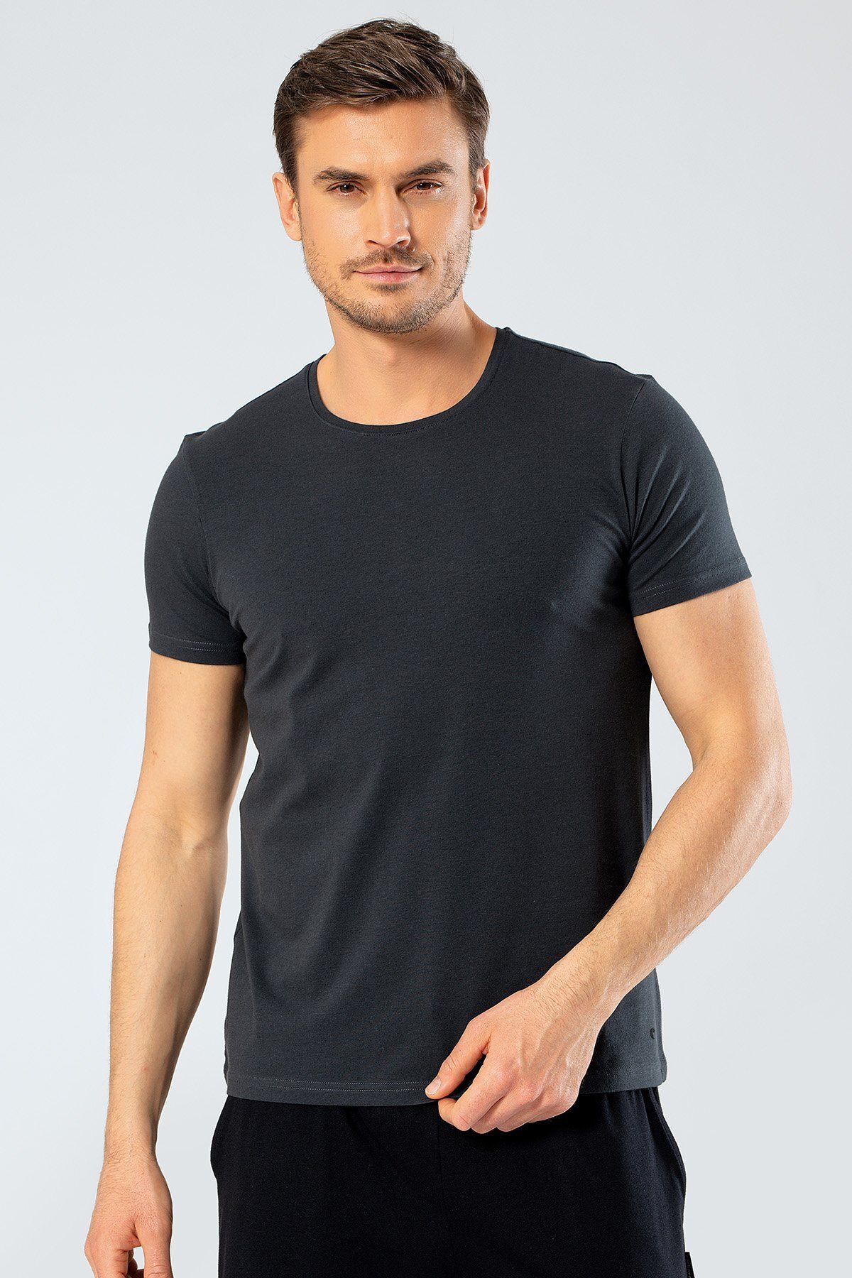 Cacharel %95 Pamuk %5 Likra Bisiklet Yaka Erkek T-shirt