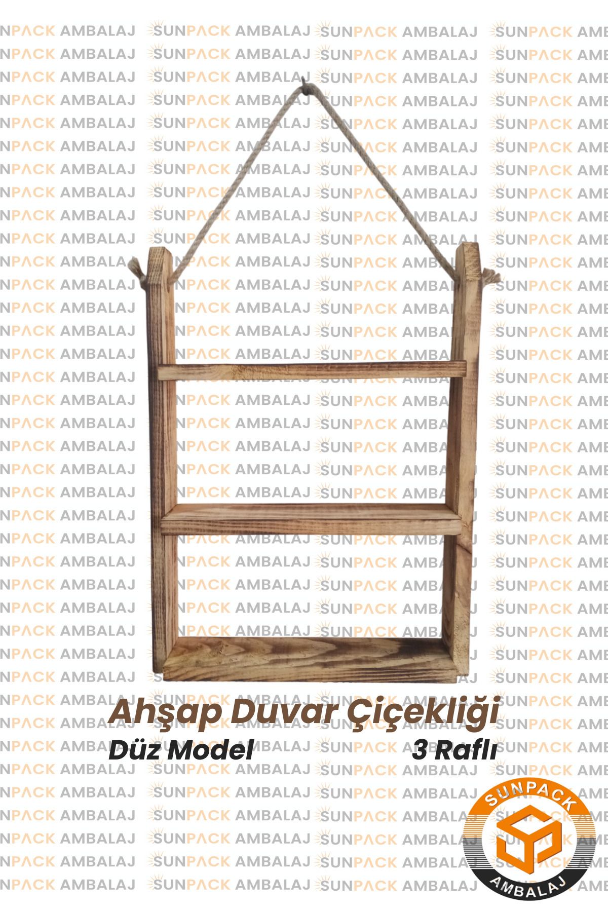 Elioure 3 Raflı Ahşap Duvar Çiçekliği, 45x30cm, Ceviz, Dekoratif ve Şık Tasarım
